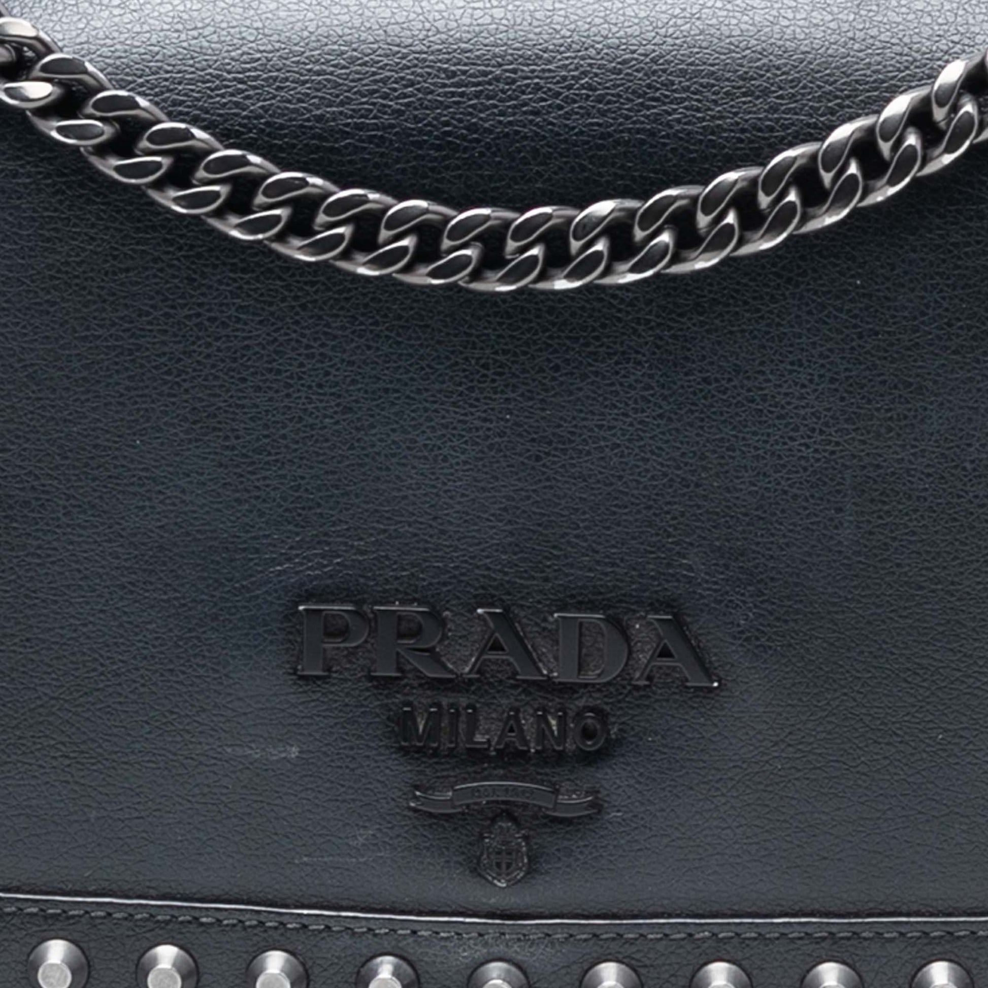 Prada Glace Calfskin Studded Crossbody