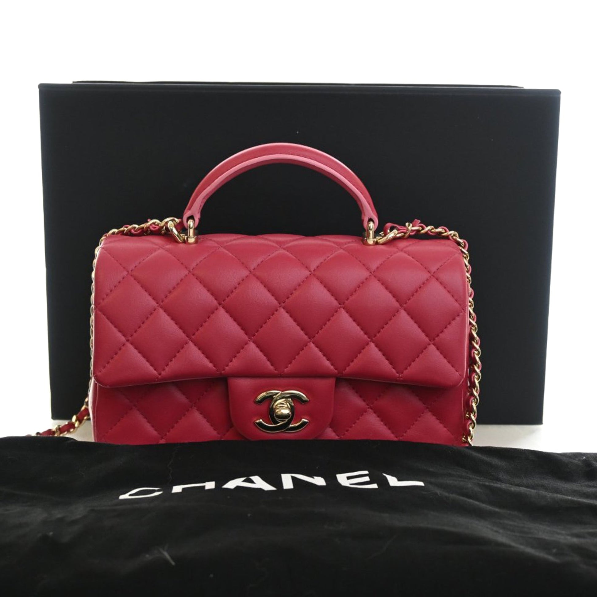 Chanel Mini Rectangular Classic Lambskin Top Handle Flap