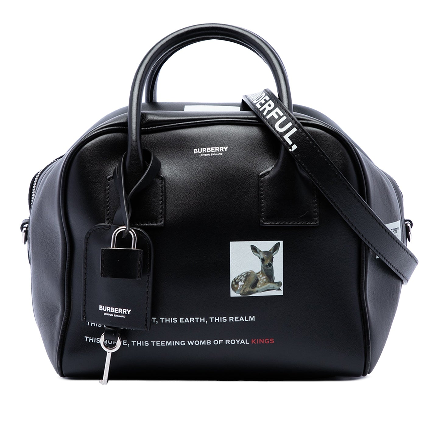 Burberry Leather Deer Print Cube Satchel