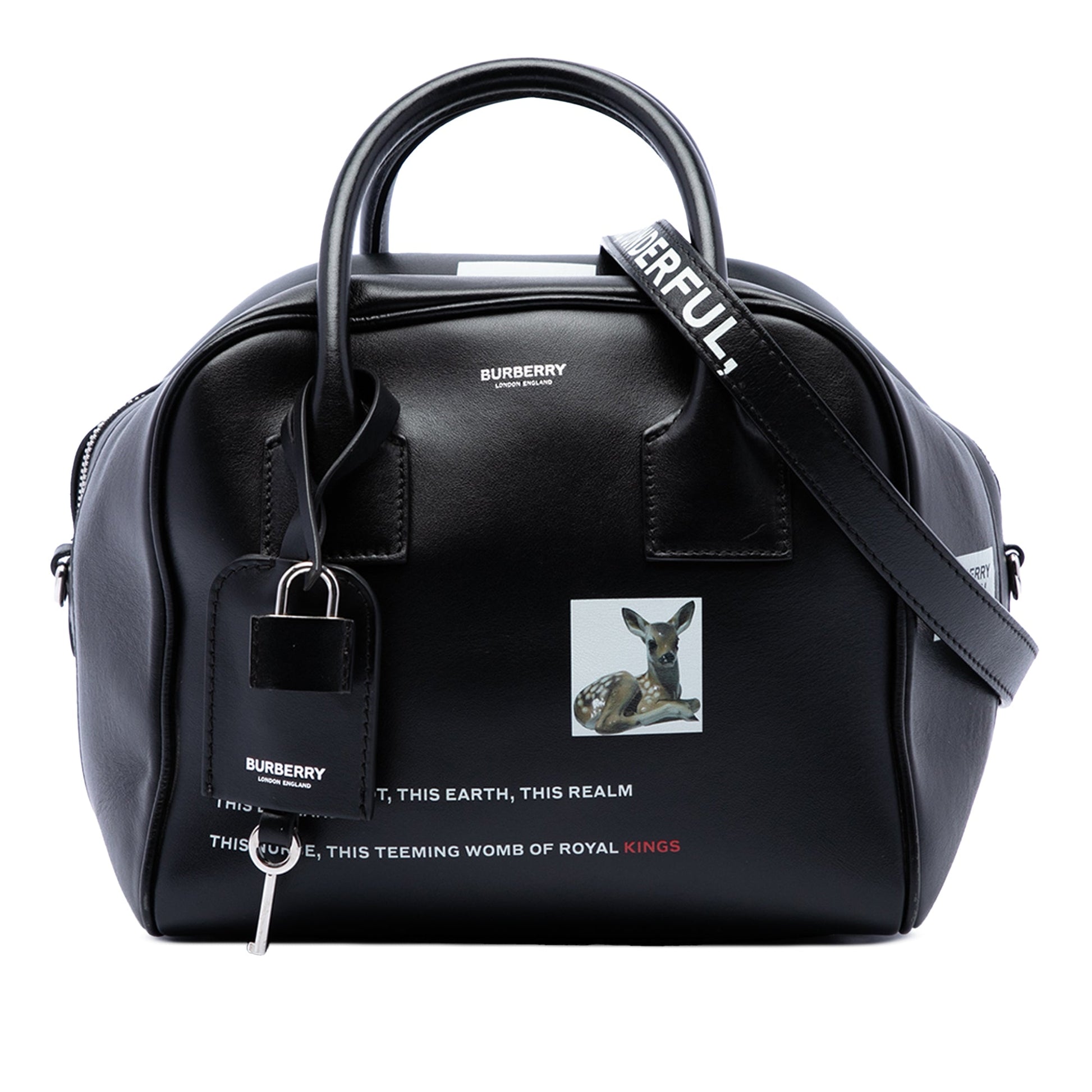Burberry Leather Deer Print Cube Satchel