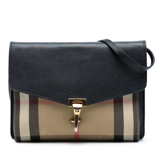Burberry Small Leather and House Check Canvas Derby Macken Crossbody