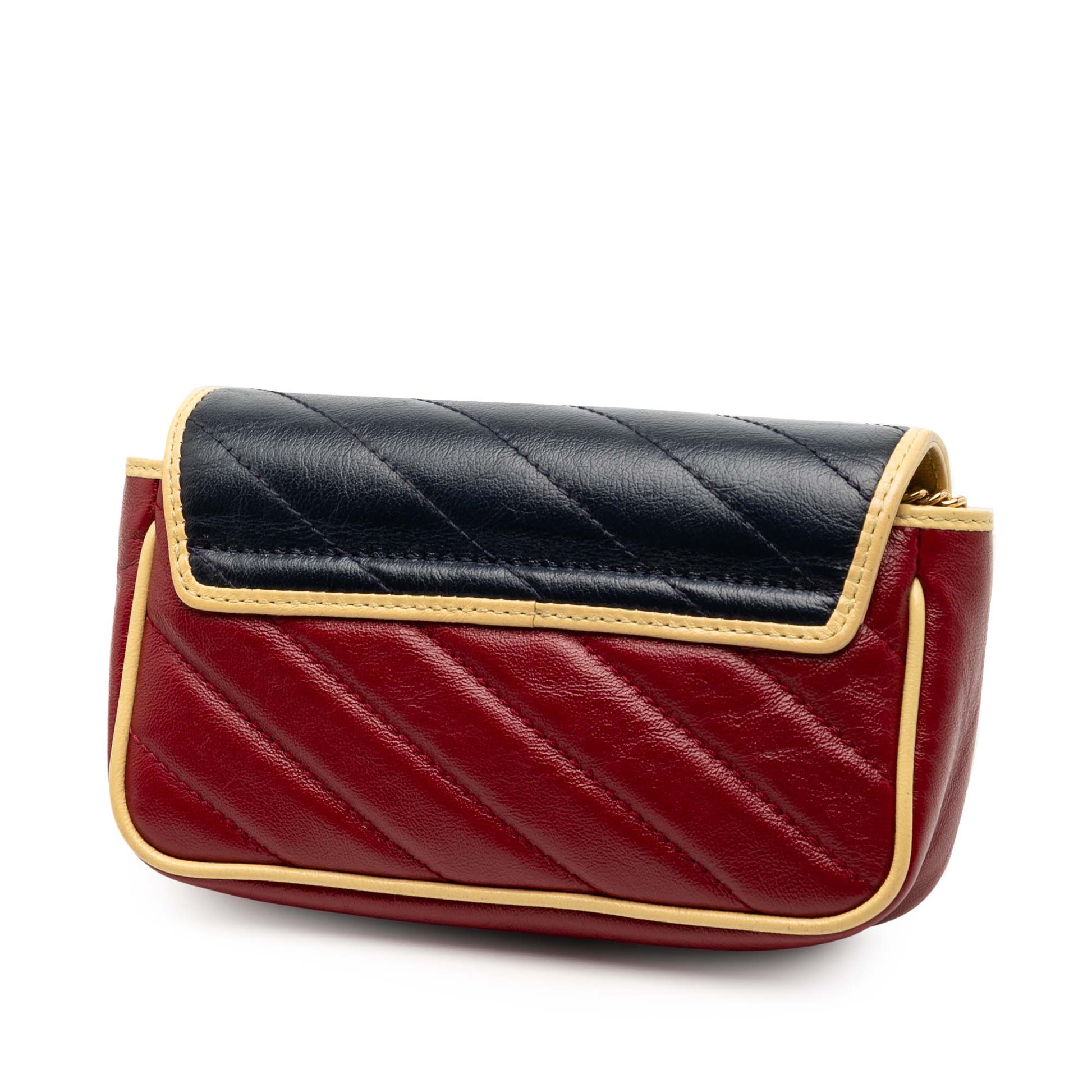 Gucci Super Mini GG Marmont Tricolor Matelasse Leather Torchon Flap Crossbody