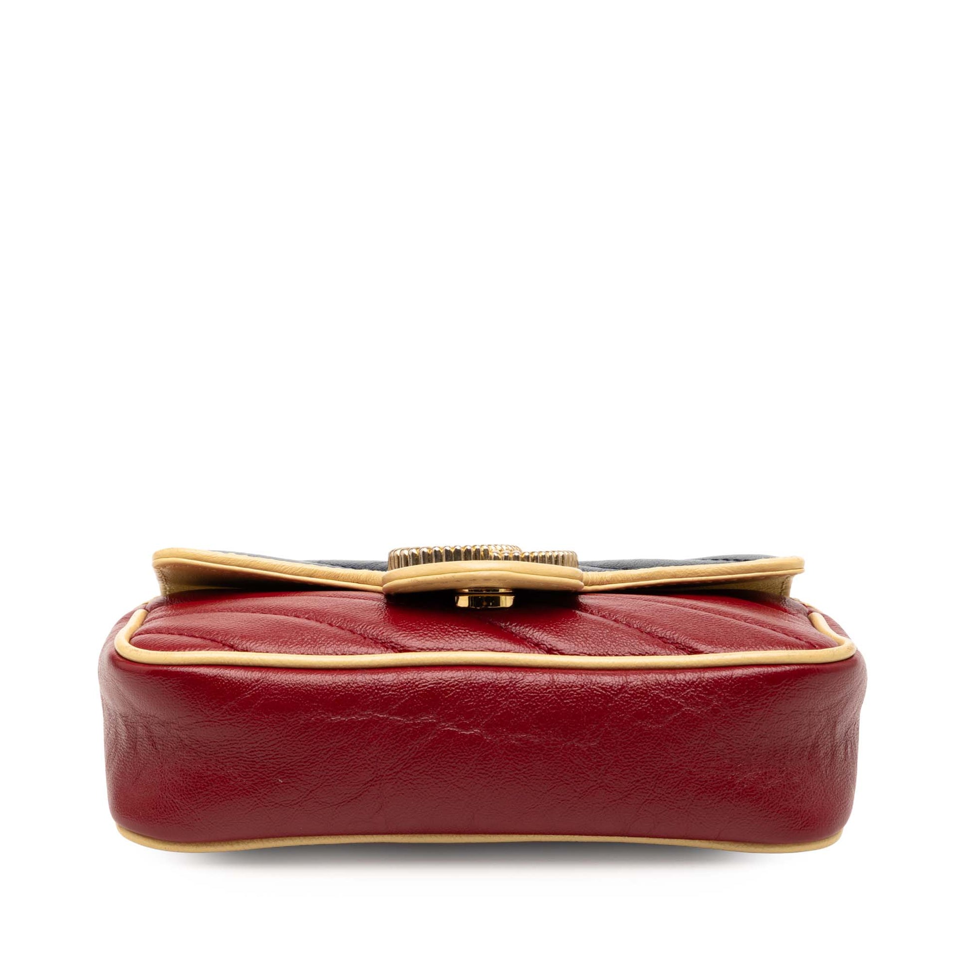 Gucci Super Mini GG Marmont Tricolor Matelasse Leather Torchon Flap Crossbody