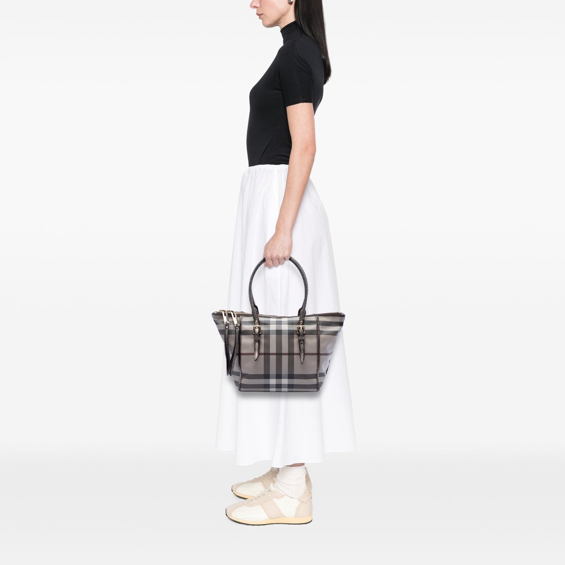 Burberry Small Smoke Check Coated Canvas Salisbury Tote