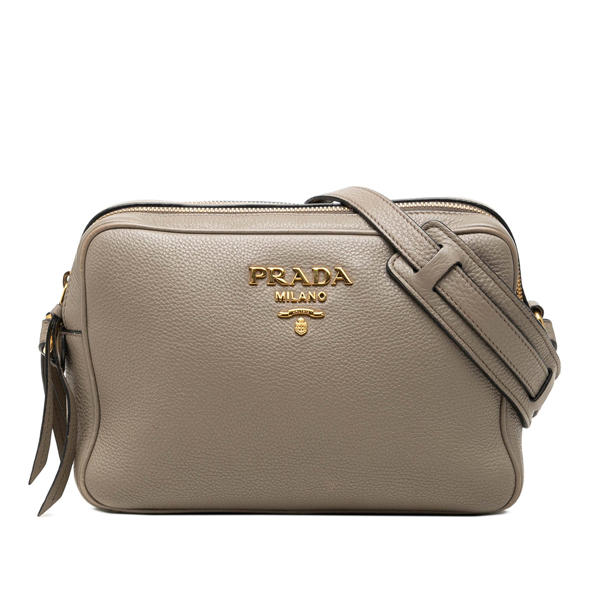 Prada Vitello Phenix Double Zip Camera Bag — Brown