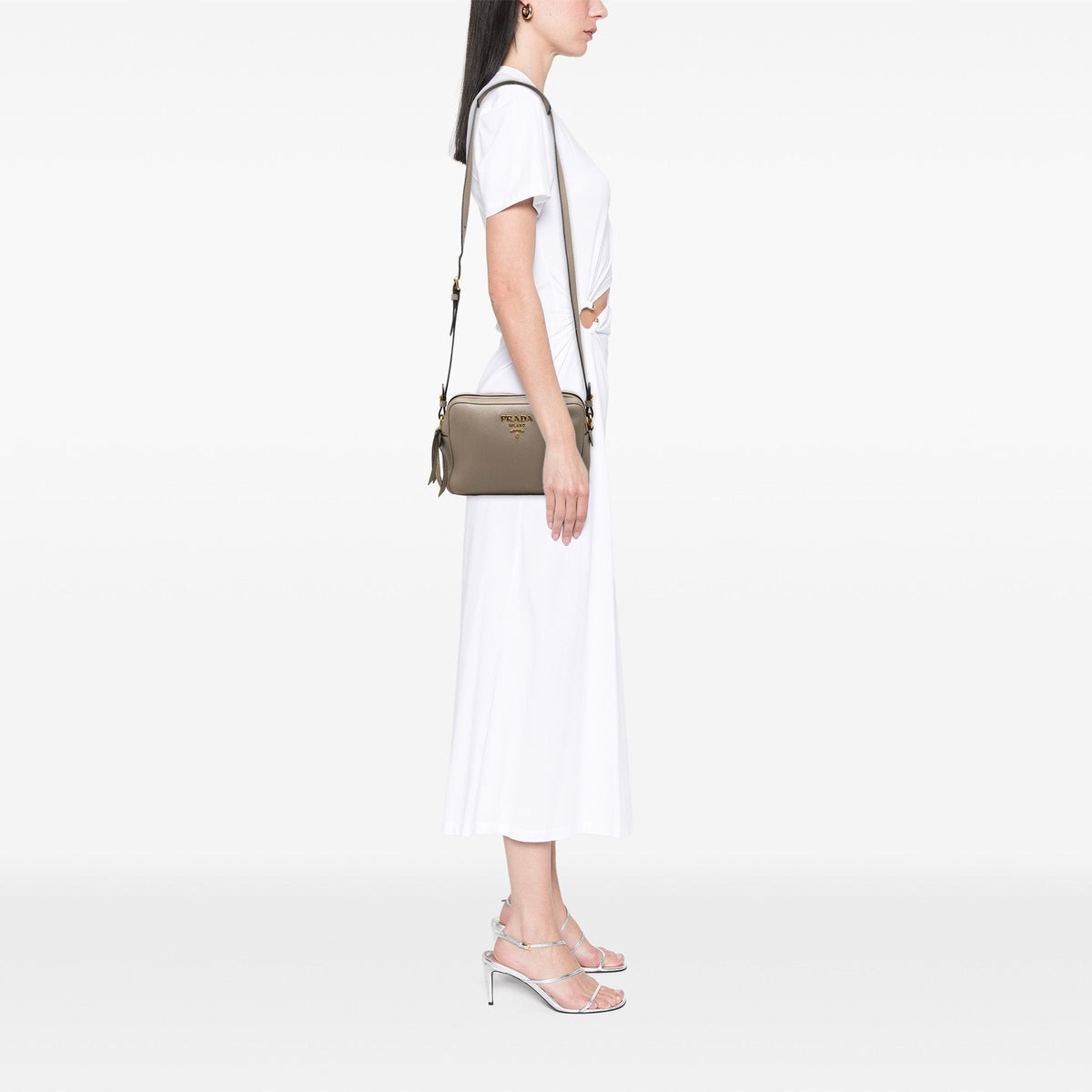 Prada Vitello Phenix Double Zip Camera Bag — Brown