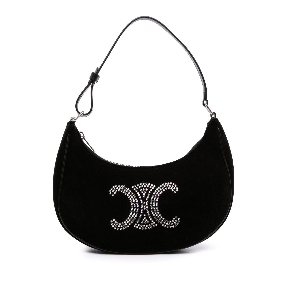 Celine Velvet Strass Triomphe Ava Shoulder Bag