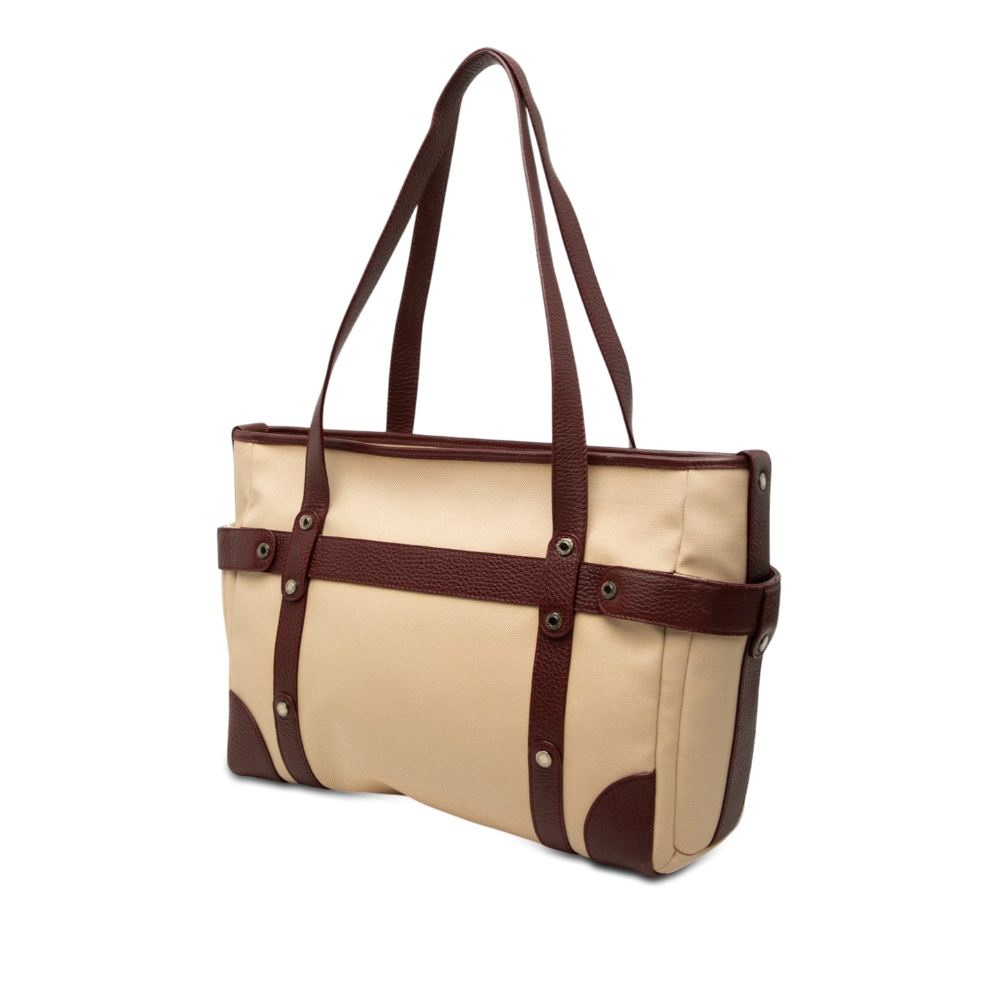 Bvlgari Leather Trimmed Canvas Tote