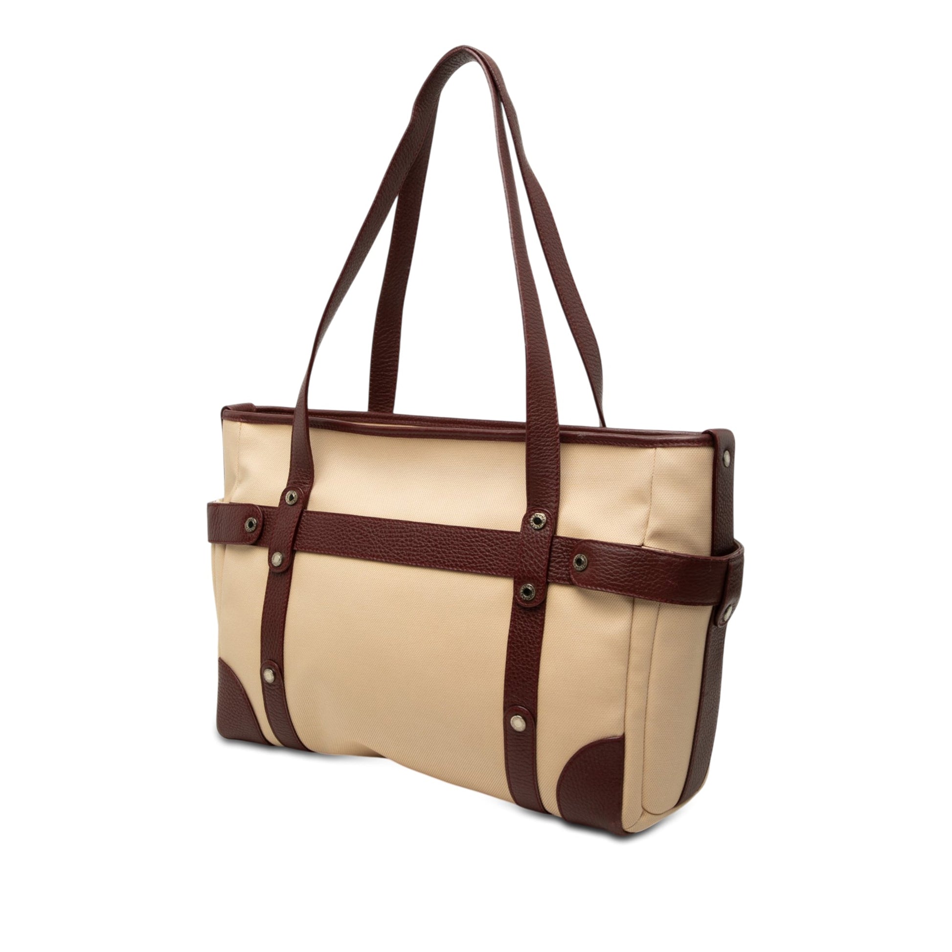 Bvlgari Leather Trimmed Canvas Tote