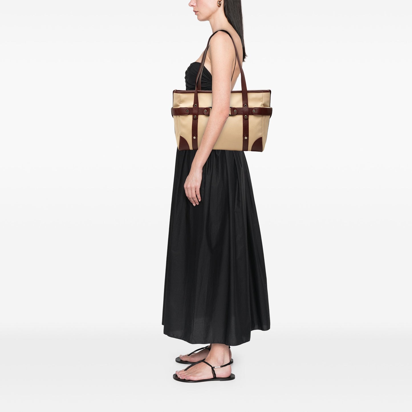 Bvlgari Leather Trimmed Canvas Tote