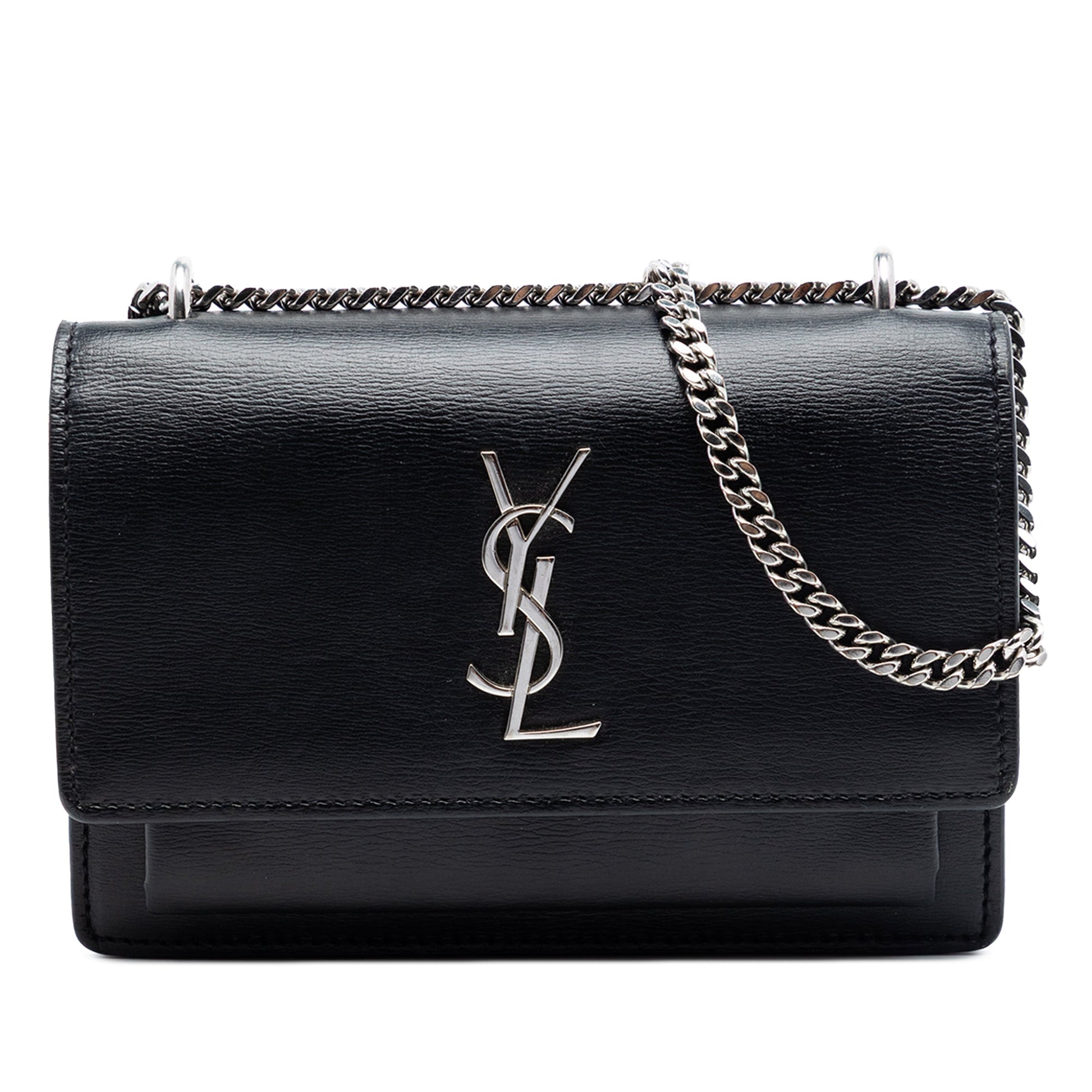 Saint Laurent Mini Calfskin Monogram Sunset Wallet on Chain
