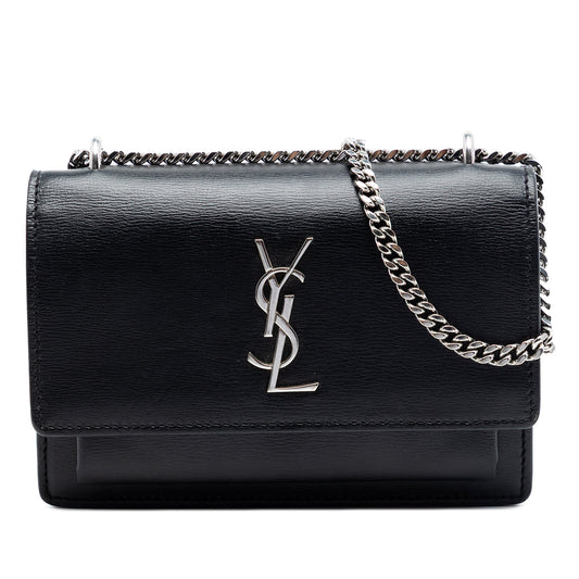Saint Laurent Mini Calfskin Monogram Sunset Wallet on Chain