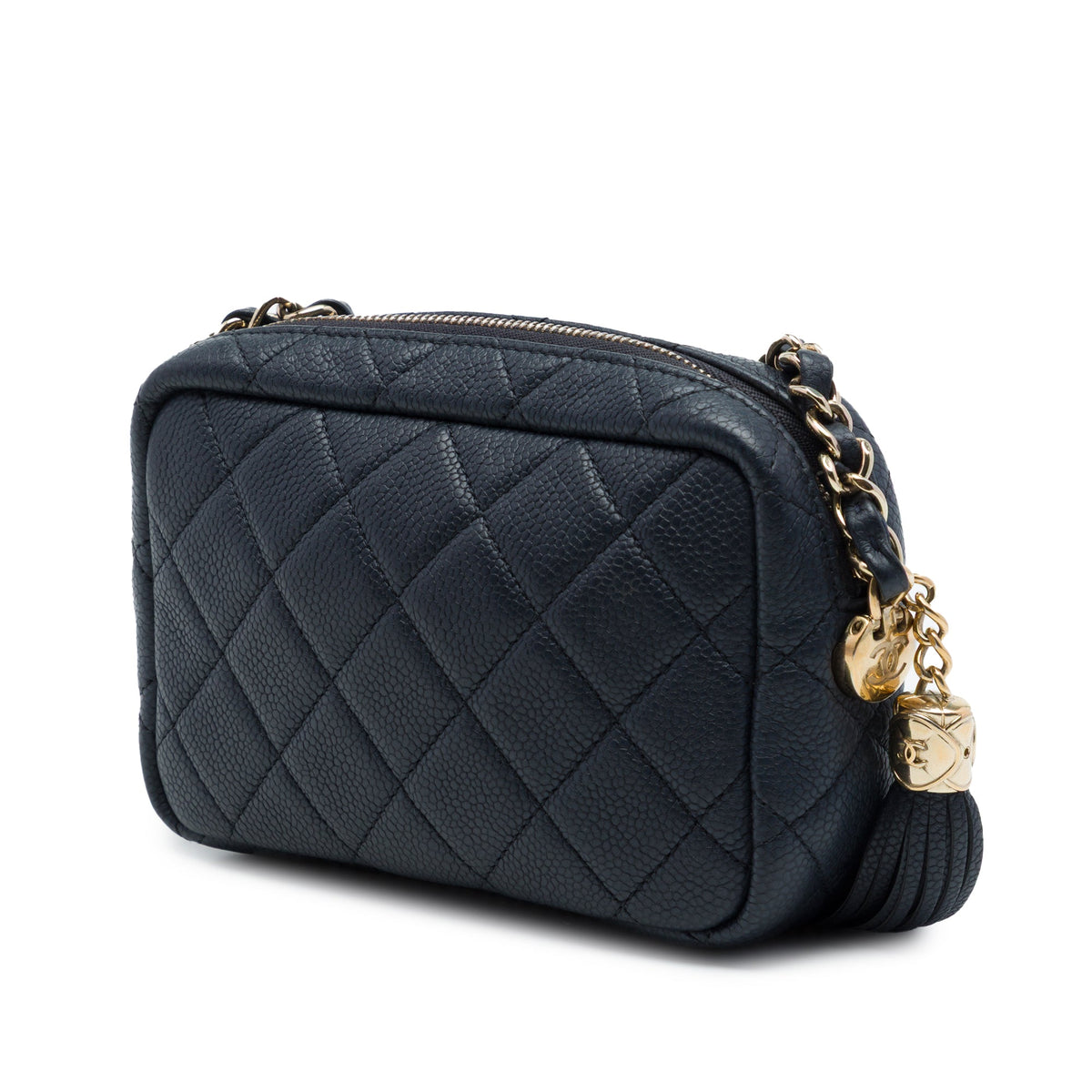Chanel Mini Quilted Caviar Coco Tassel Camera Case — Black