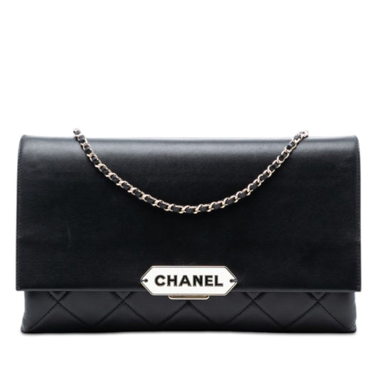 Chanel Quilted Lambskin Retro Label Shoulder Bag