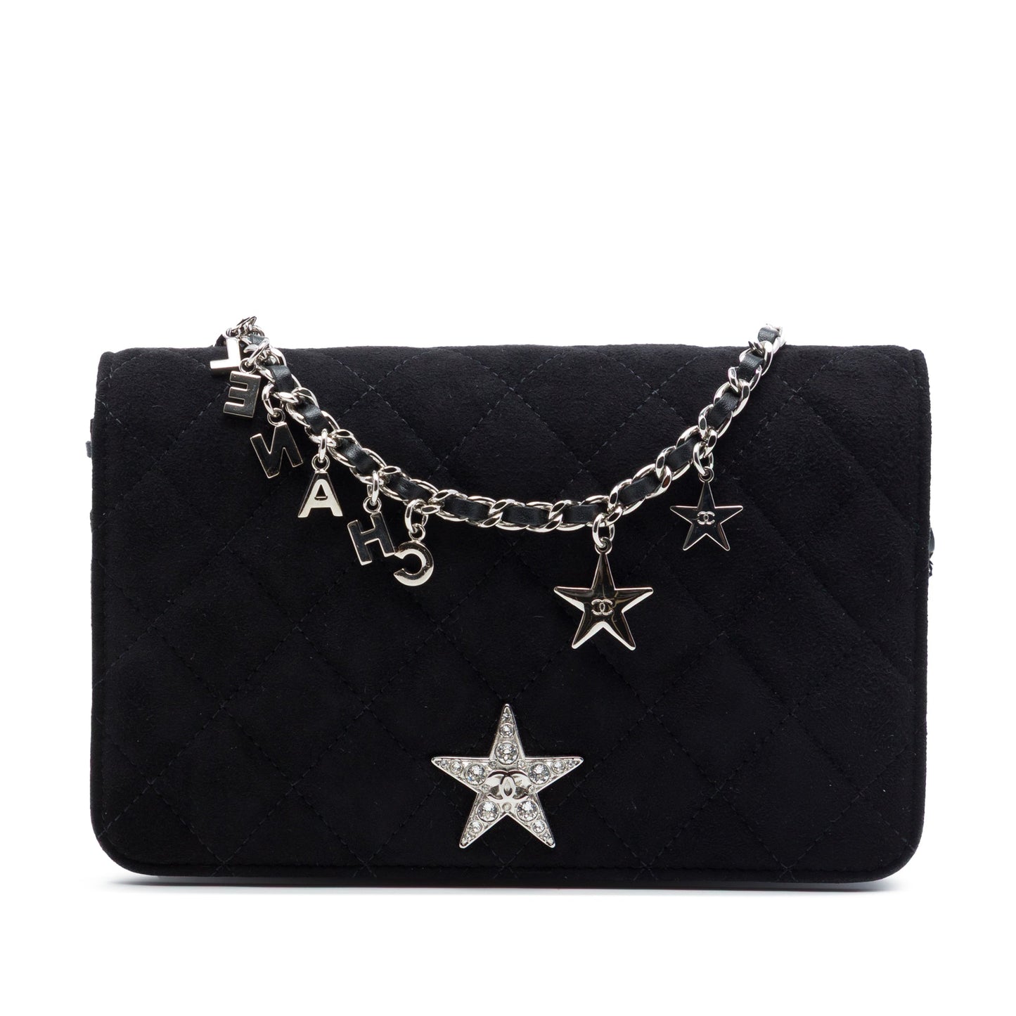 Chanel Quilted Suede Cocostellar Wallet on Chain