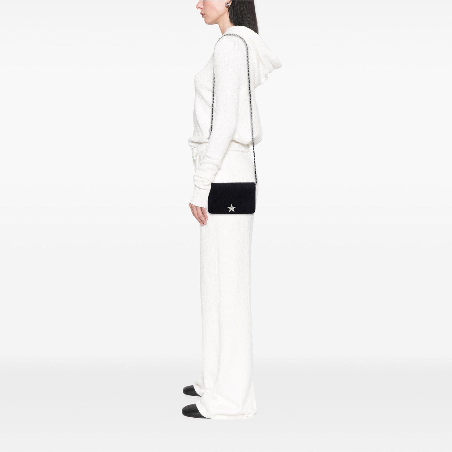 Chanel Quilted Suede Cocostellar Wallet on Chain