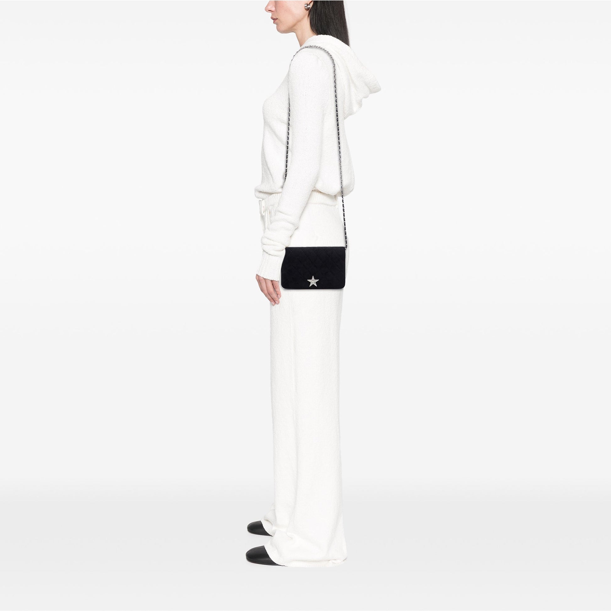 Chanel Quilted Suede Cocostellar Wallet on Chain