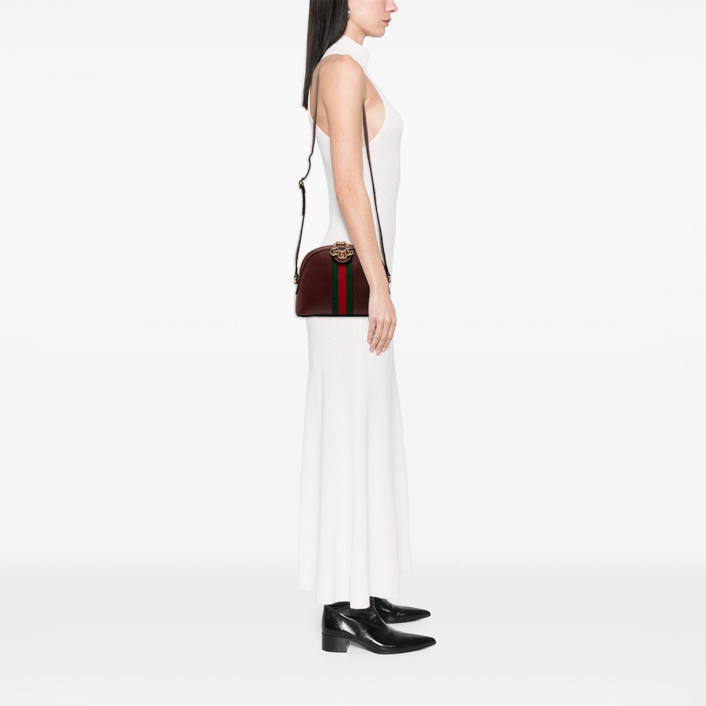 Small Calfskin Web Ophidia Dome Crossbody