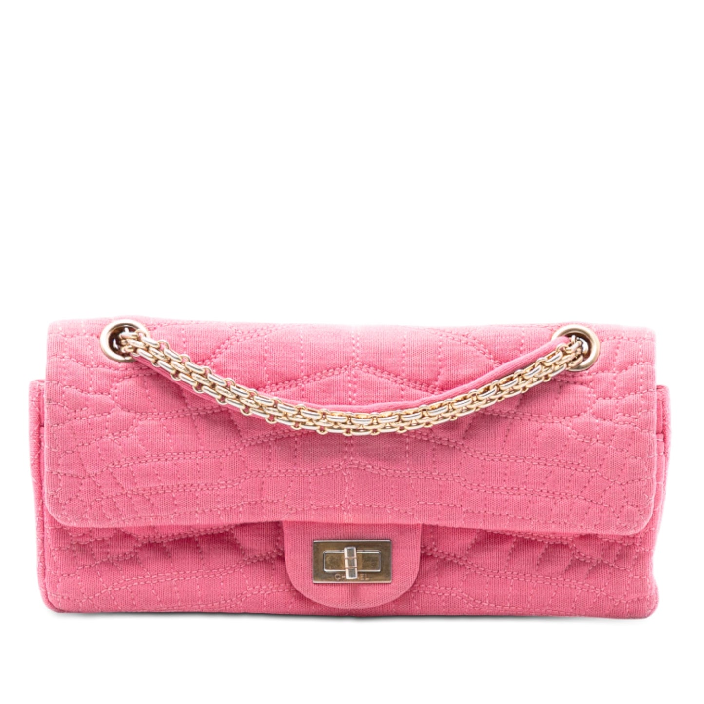 Chanel Croc Quilted Jersey Reissue 2.55 East West Double Flap