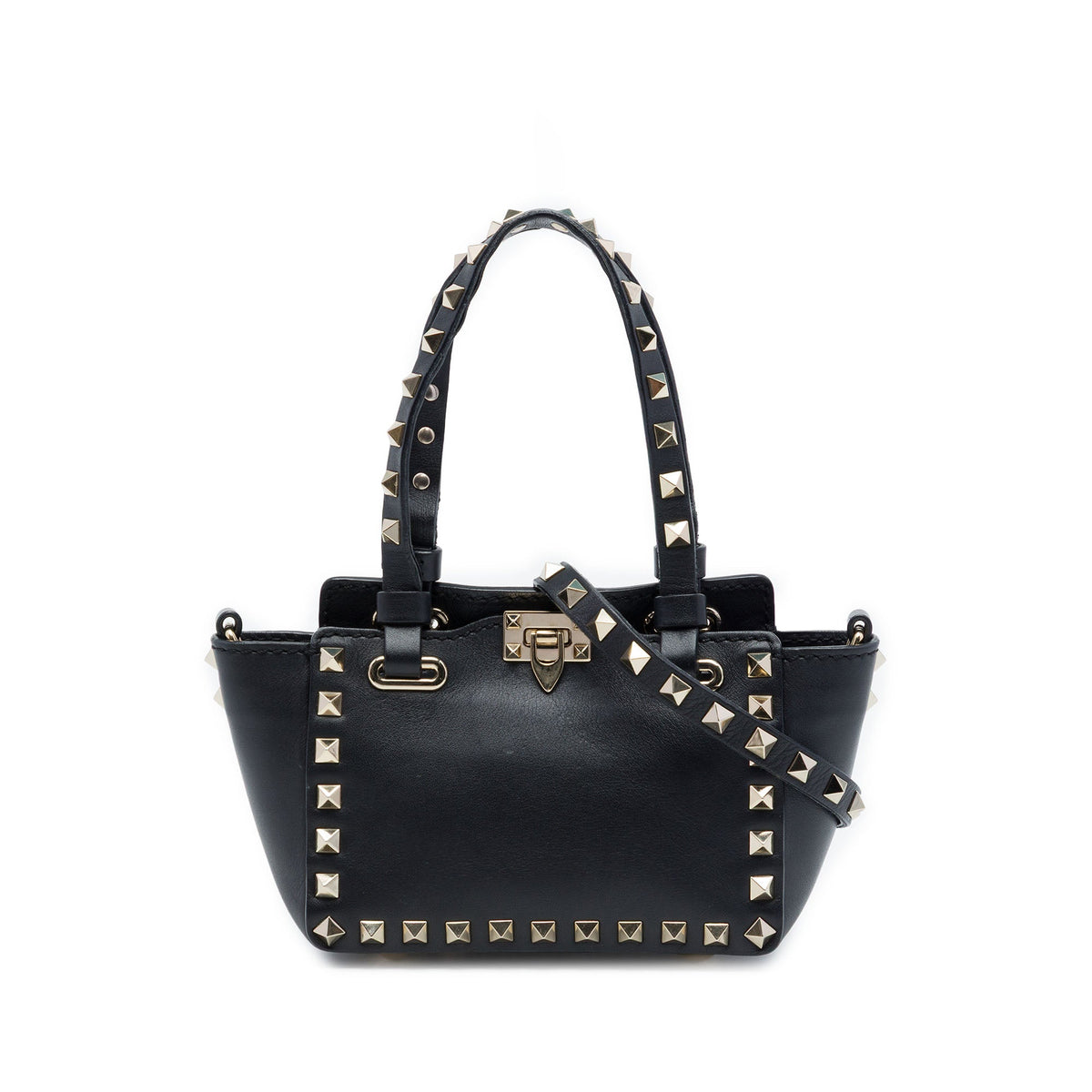 Valentino Micro Leather Rockstud Trapeze Satchel