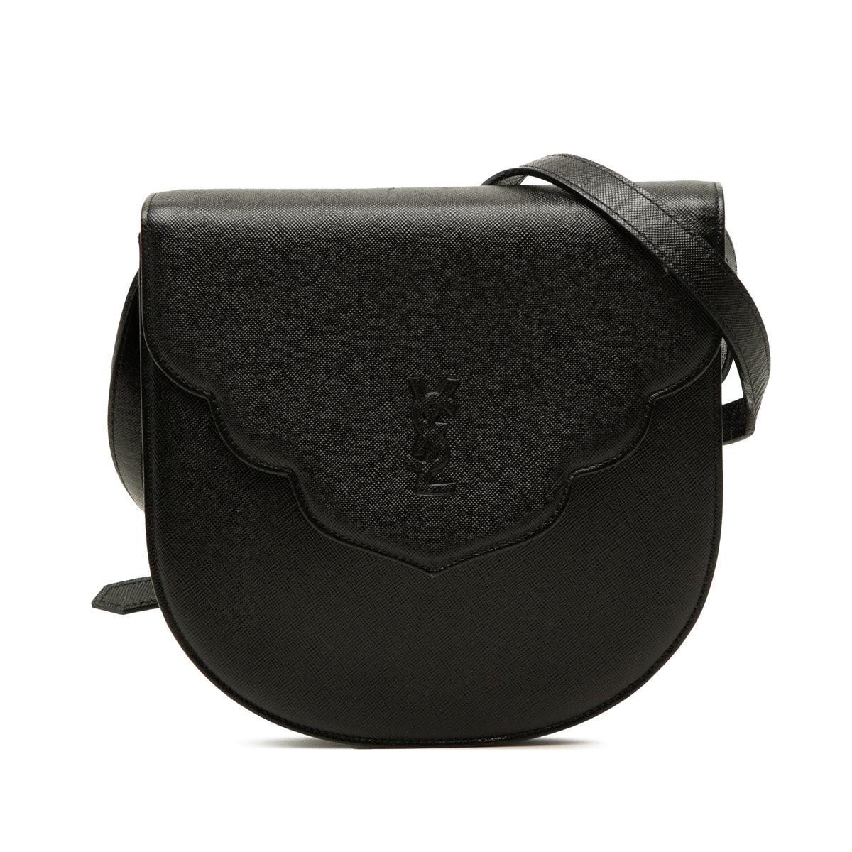 Saint Laurent Leather Monogram Crossbody — Black