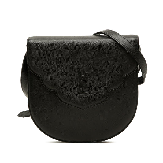 Saint Laurent Leather Monogram Crossbody — Black