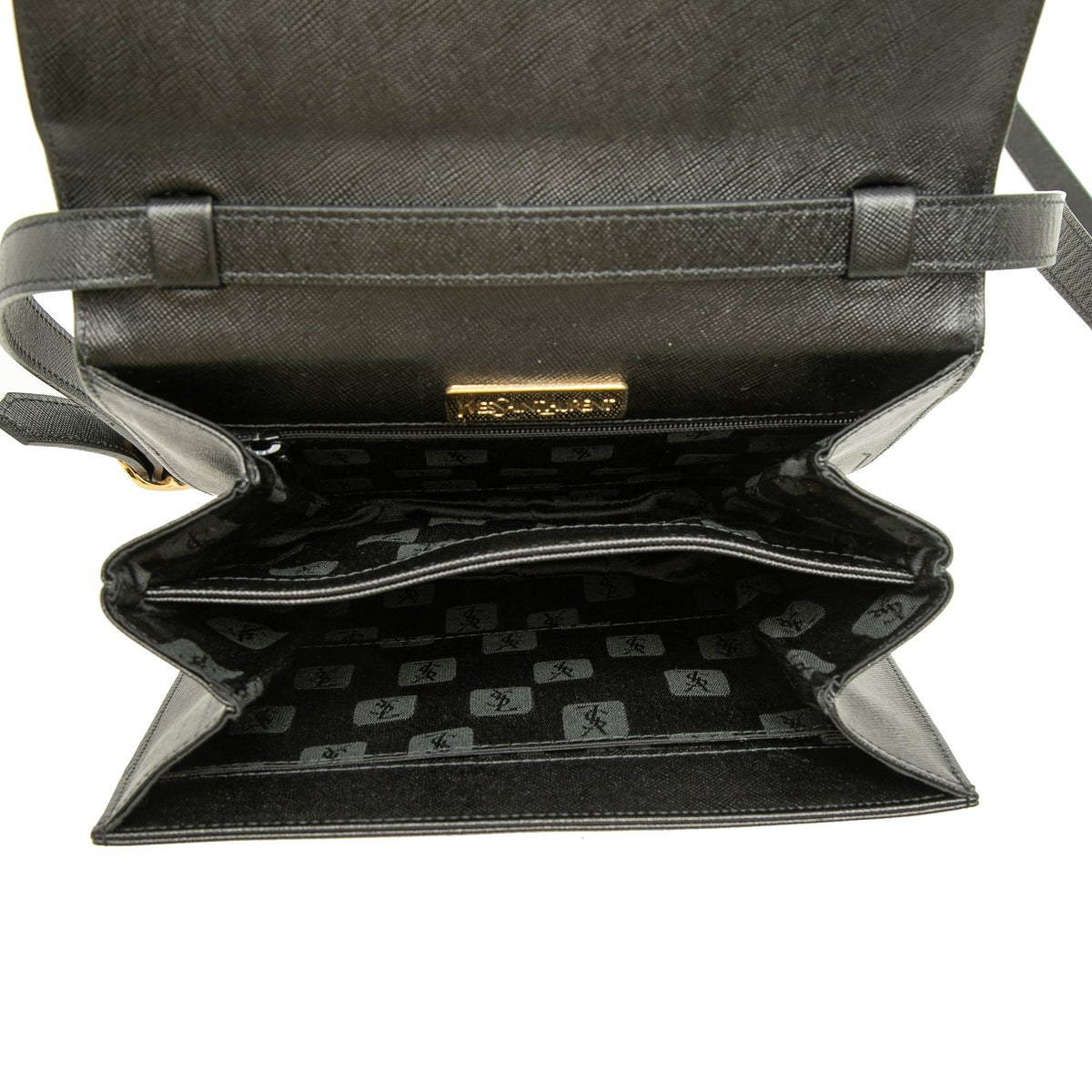 Saint Laurent Leather Monogram Crossbody — Black