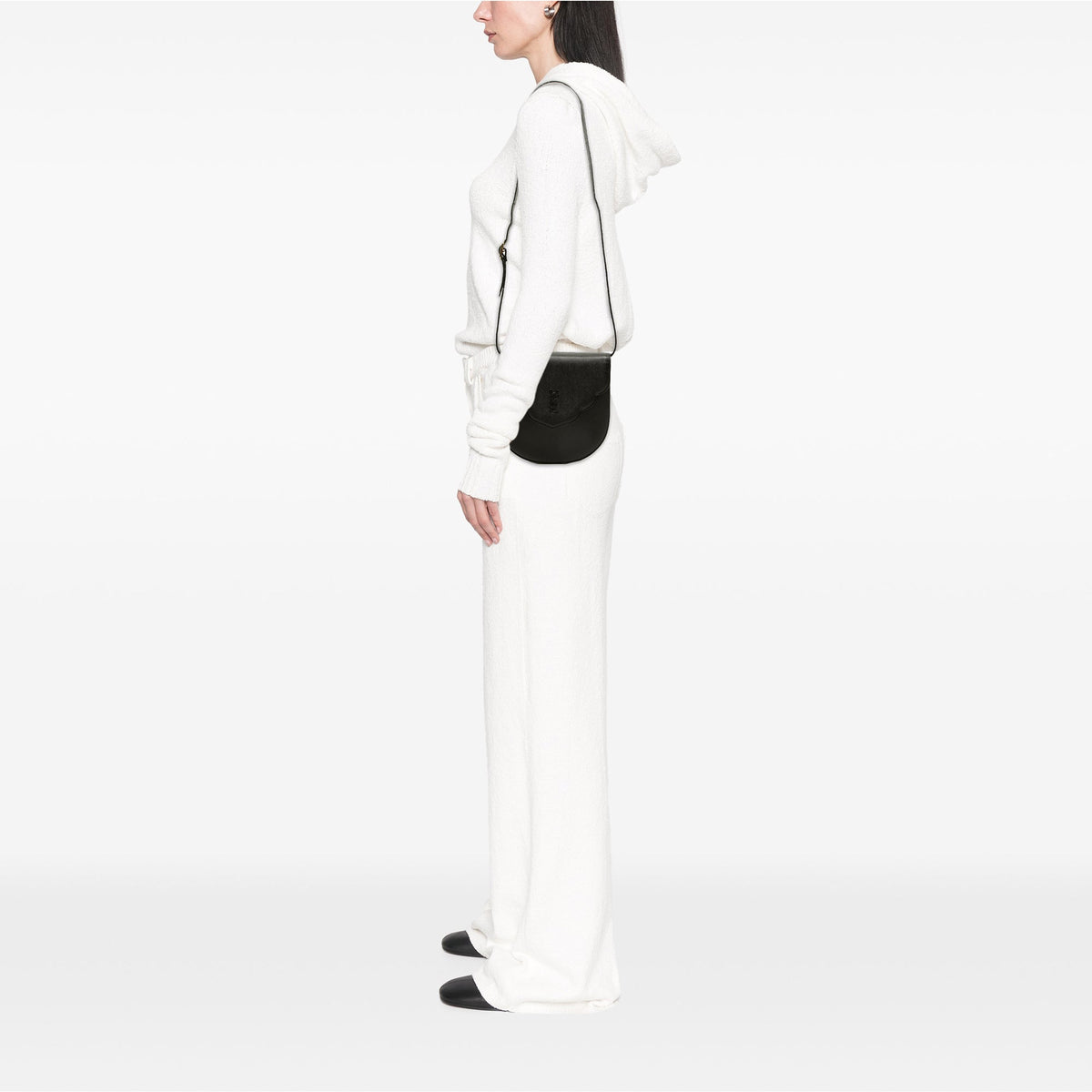 Saint Laurent Leather Monogram Crossbody — Black
