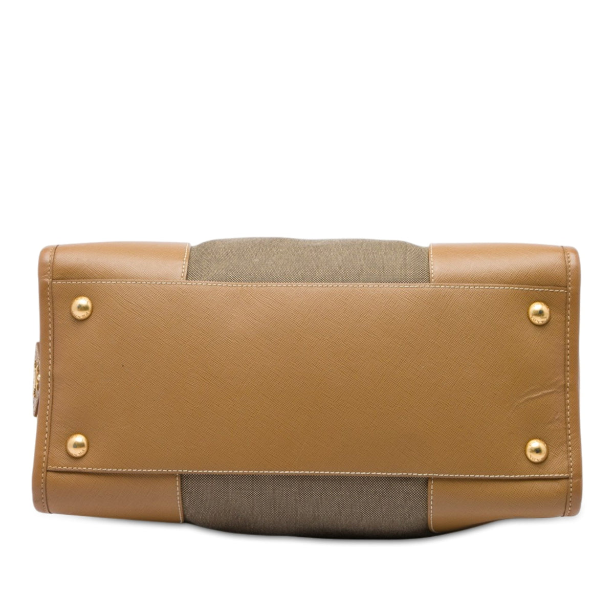 Prada Saffiano Trimmed Canvas Canapa Logo Satchel — Brown