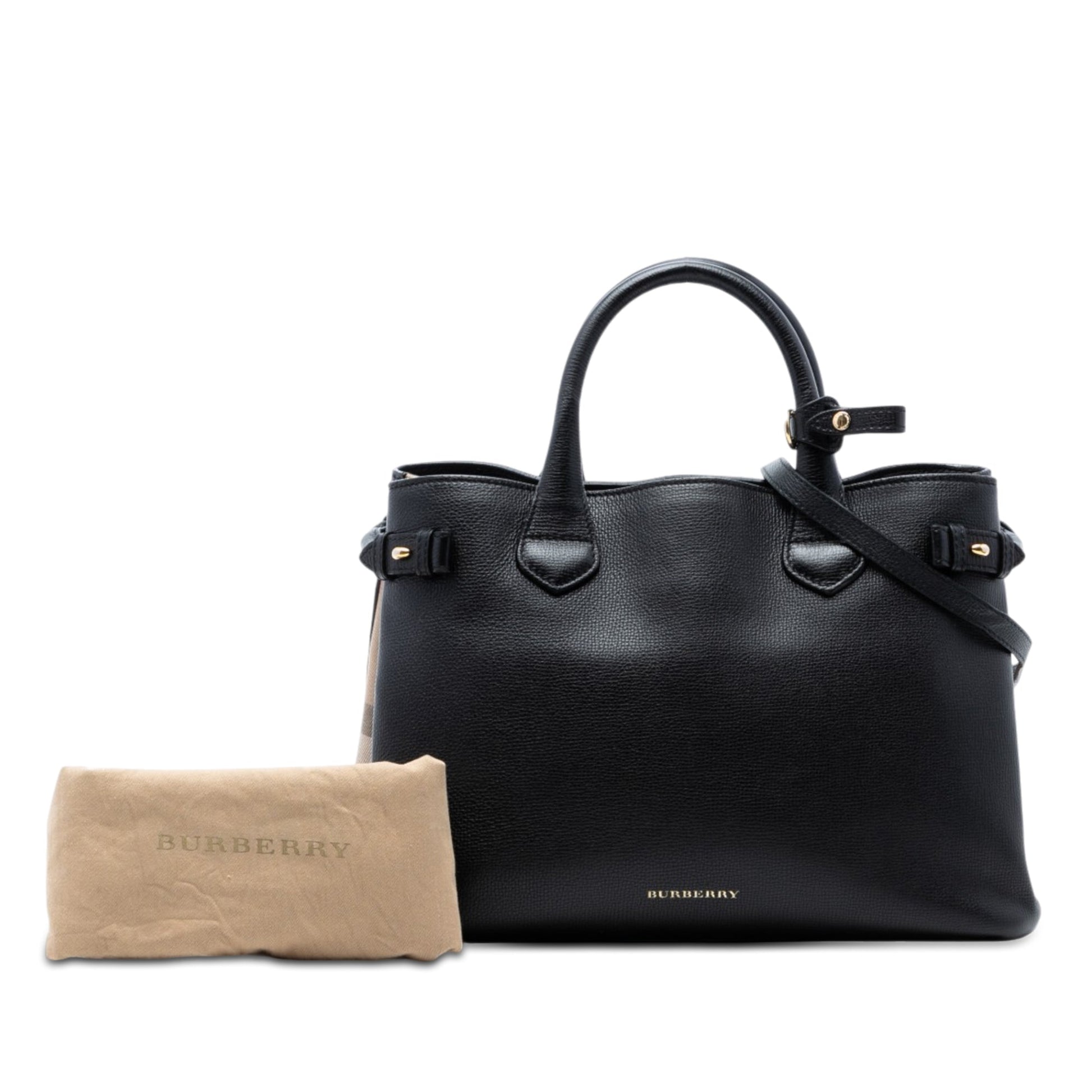 Burberry Medium Leather and House Check Banner Satchel