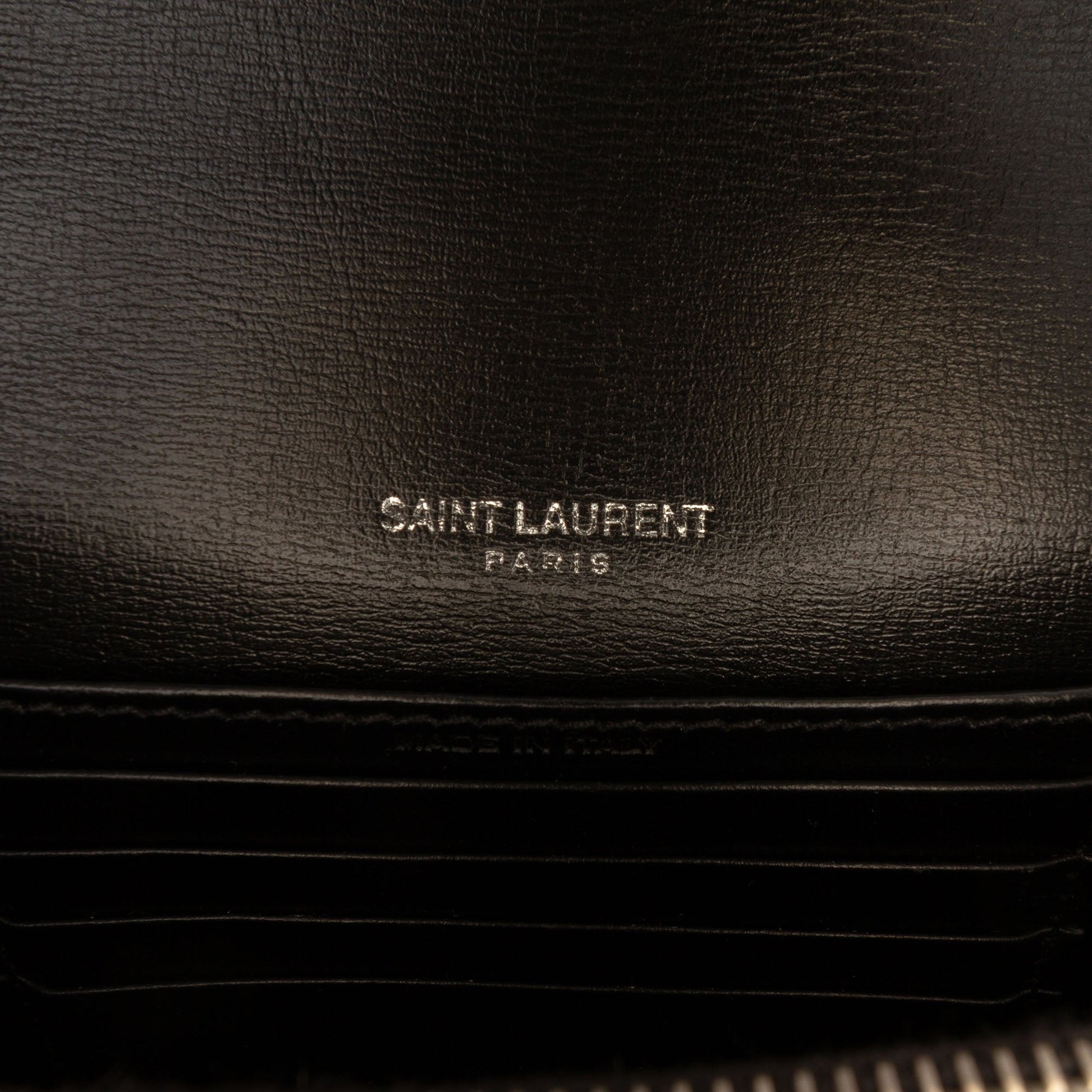 Saint Laurent Mini Leather Monogram Sunset Wallet on Chain
