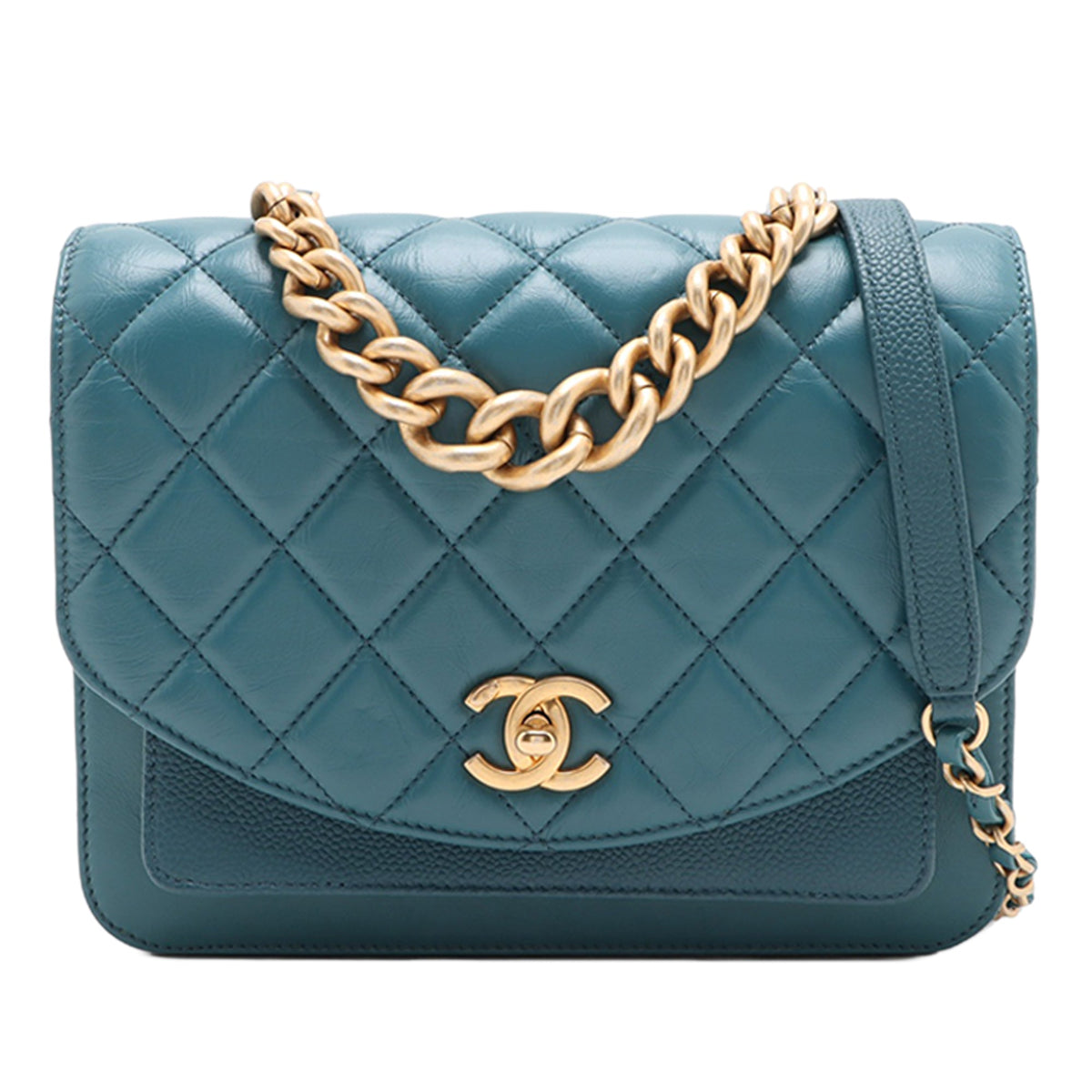 Chanel Mini Quilted Calfskin and Caviar Chain Handle Flap — Blue