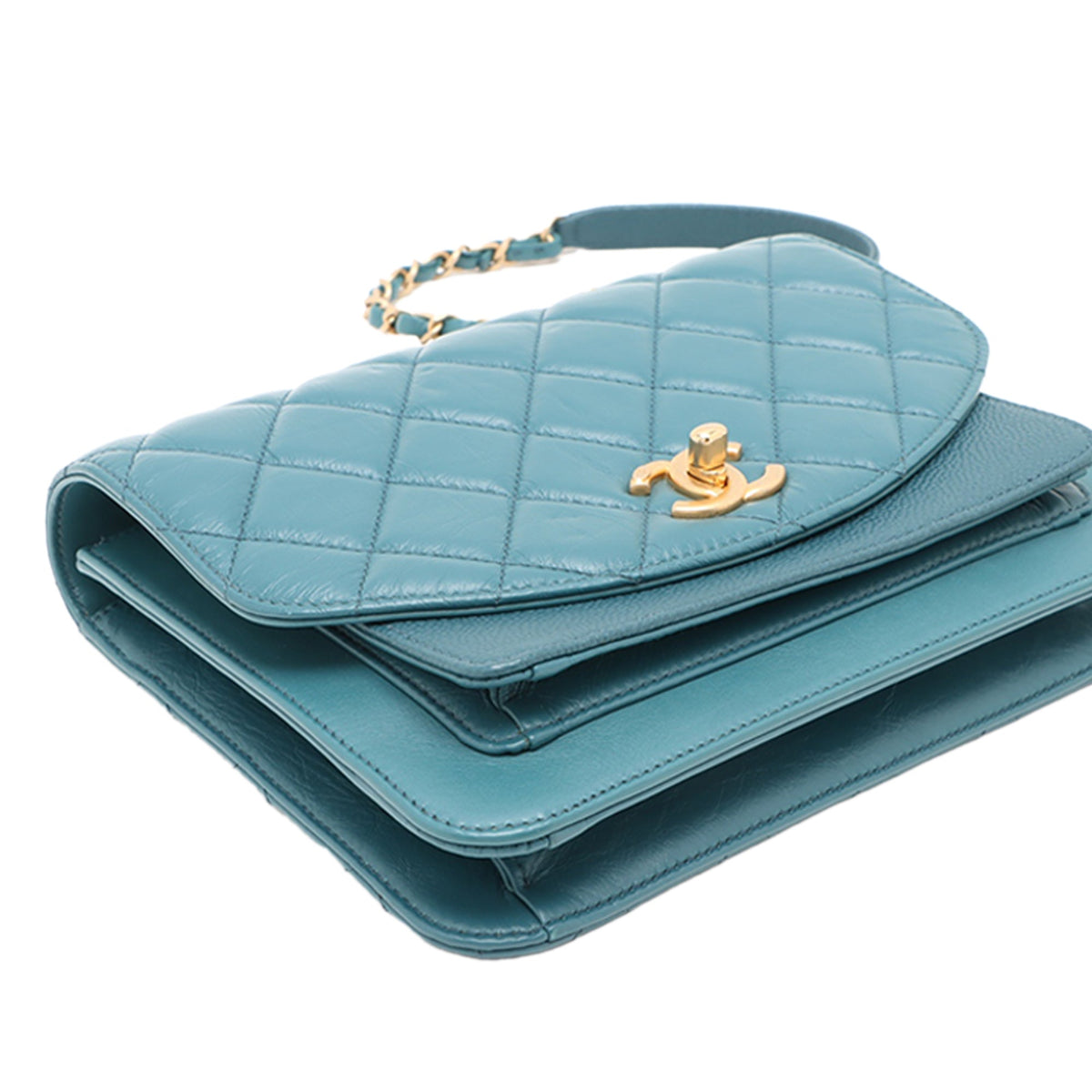 Chanel Mini Quilted Calfskin and Caviar Chain Handle Flap — Blue