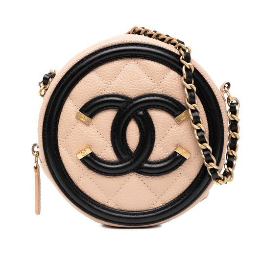 Chanel Caviar CC Filigree Round Crossbody