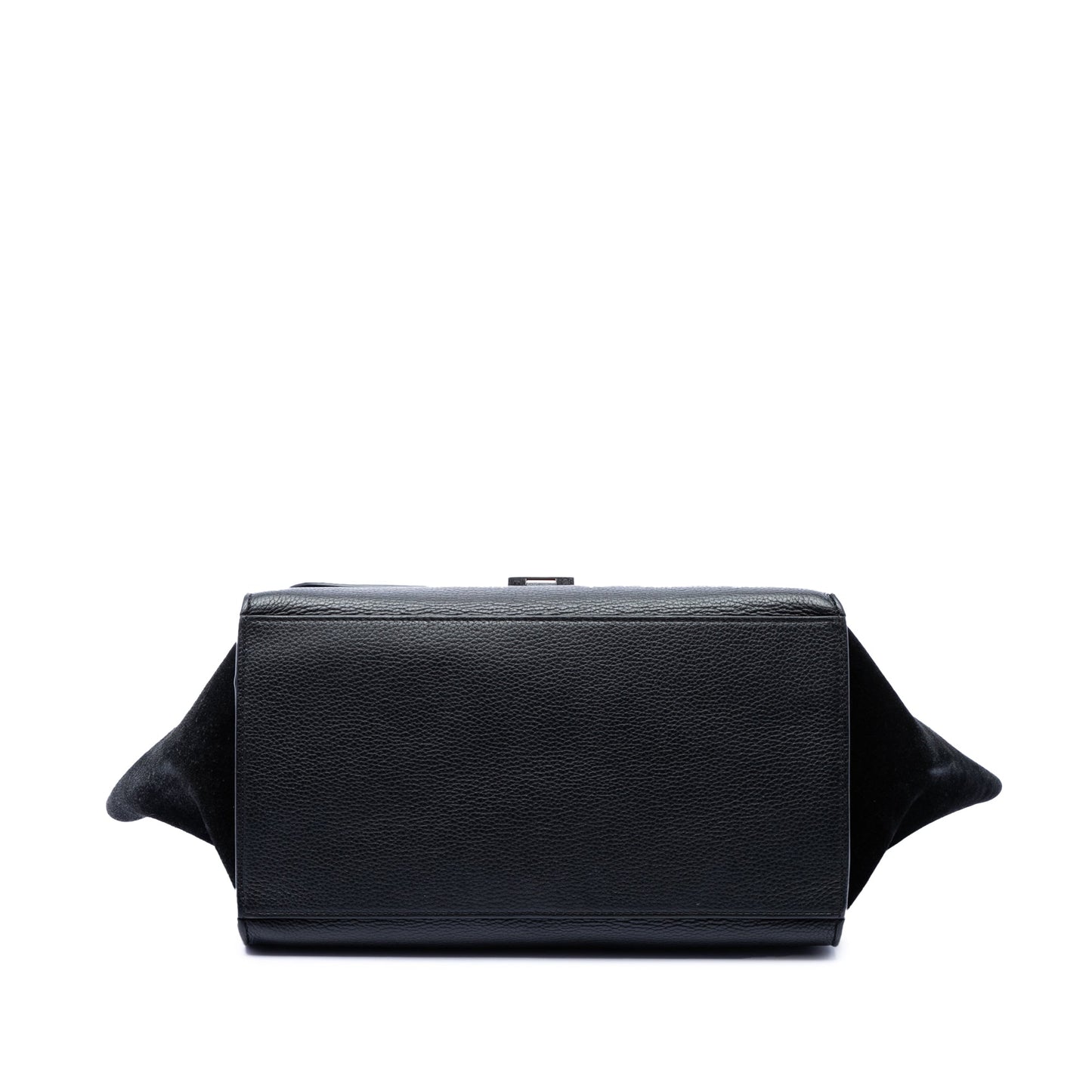 Celine Medium Drummed Calfskin and Suede Trapeze Satchel