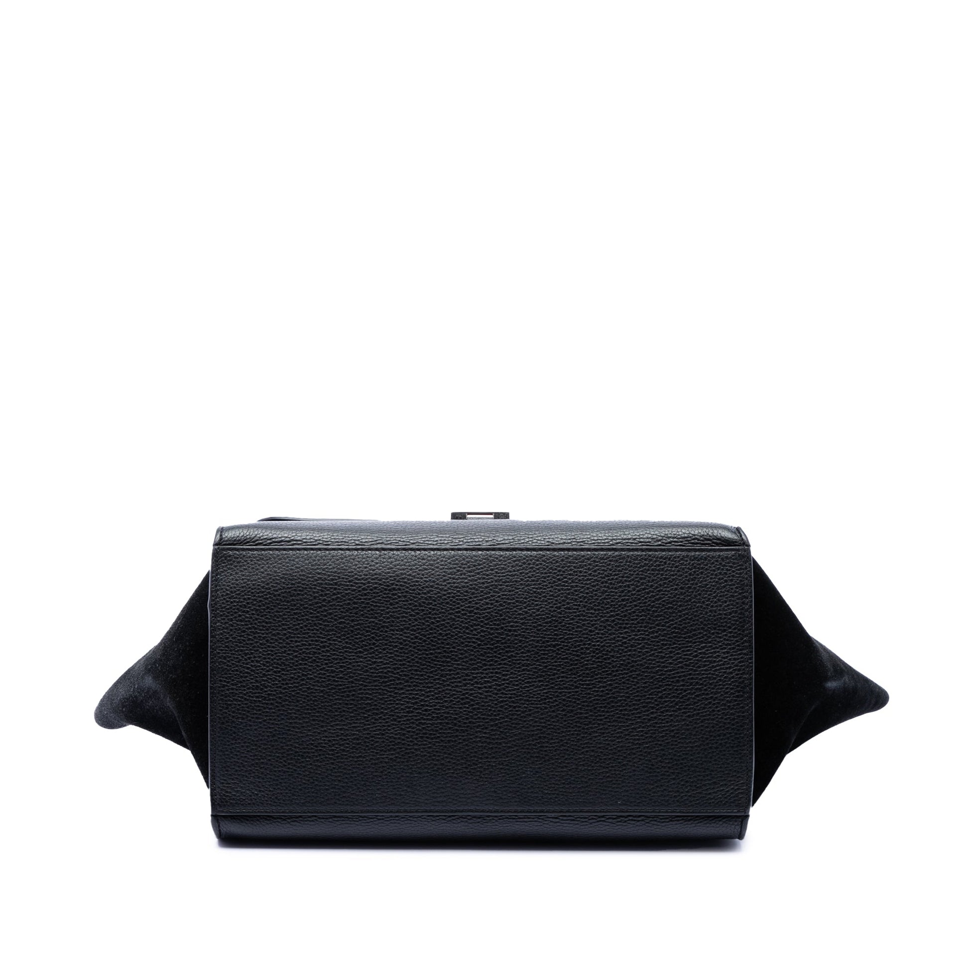 Celine Medium Drummed Calfskin and Suede Trapeze Satchel