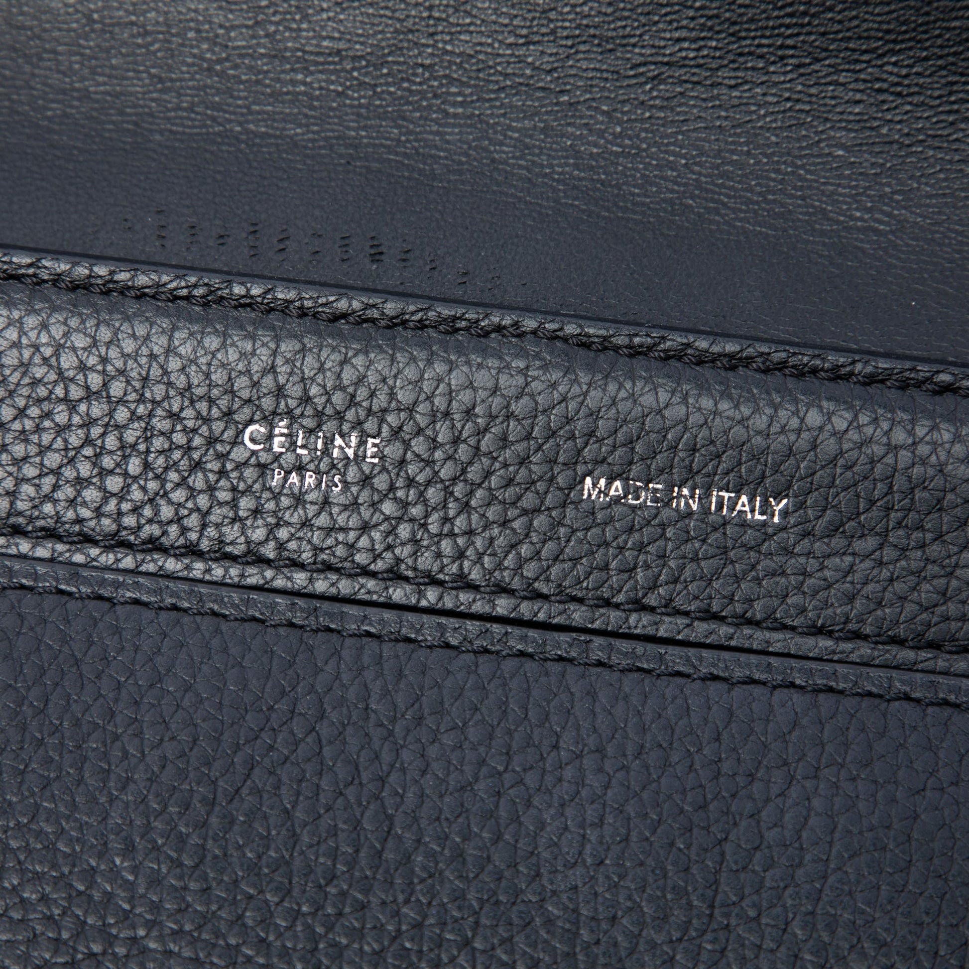 Celine Medium Drummed Calfskin and Suede Trapeze Satchel