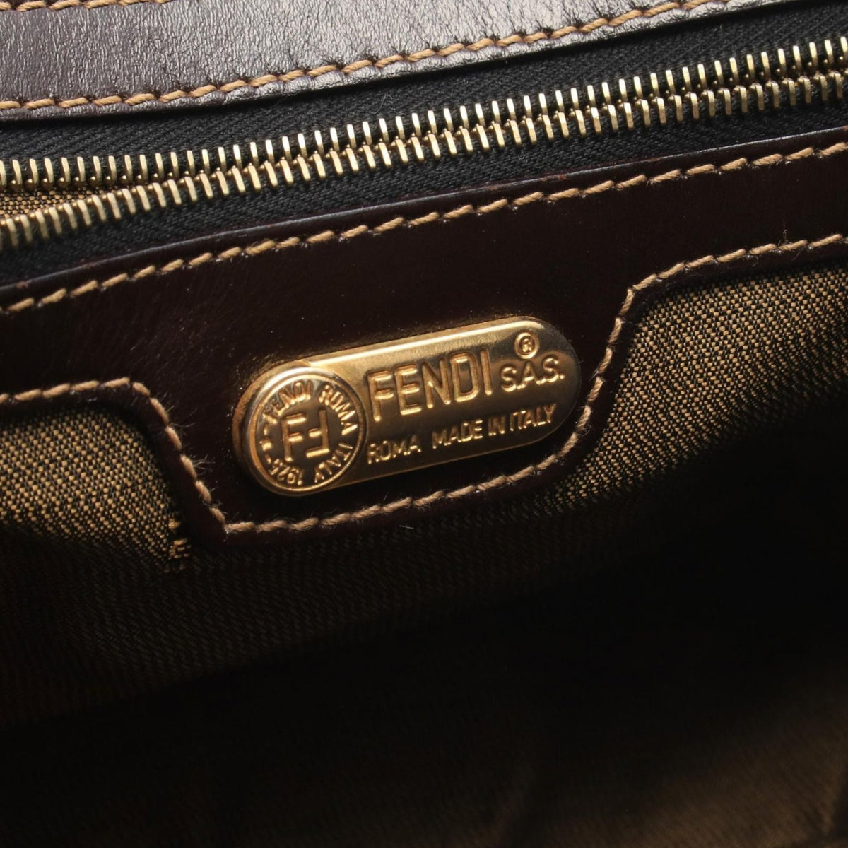 Fendi Zucca Canvas Handbag — Brown