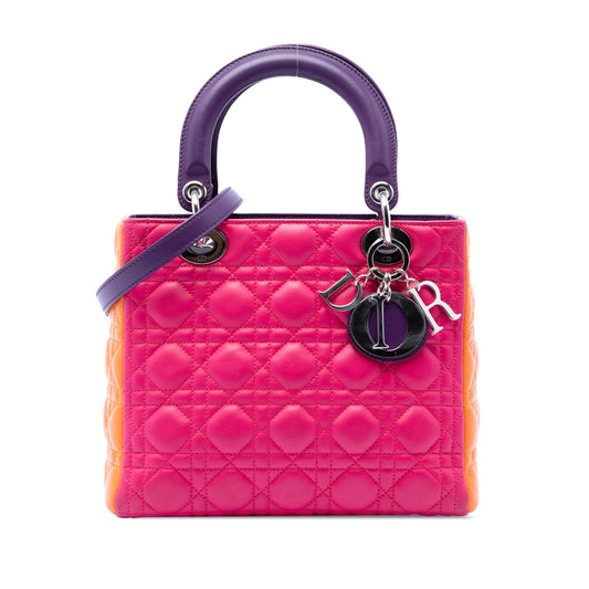 Dior Medium Tricolor Lambskin Cannage Lady Dior