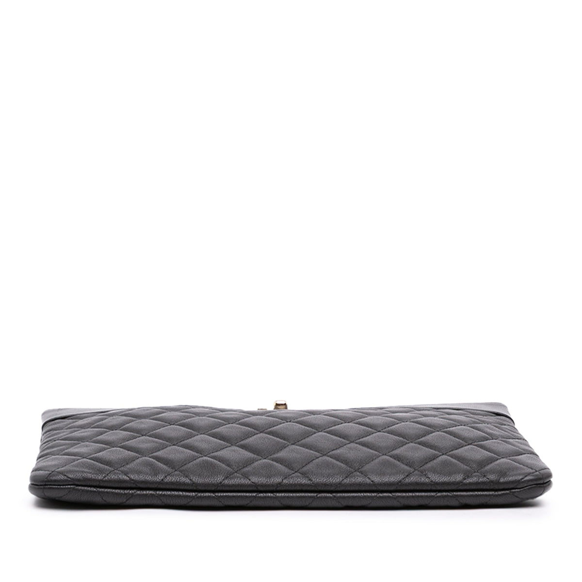 Chanel Medium Quilted Sheepskin Mademoiselle O Case Clutch — Black
