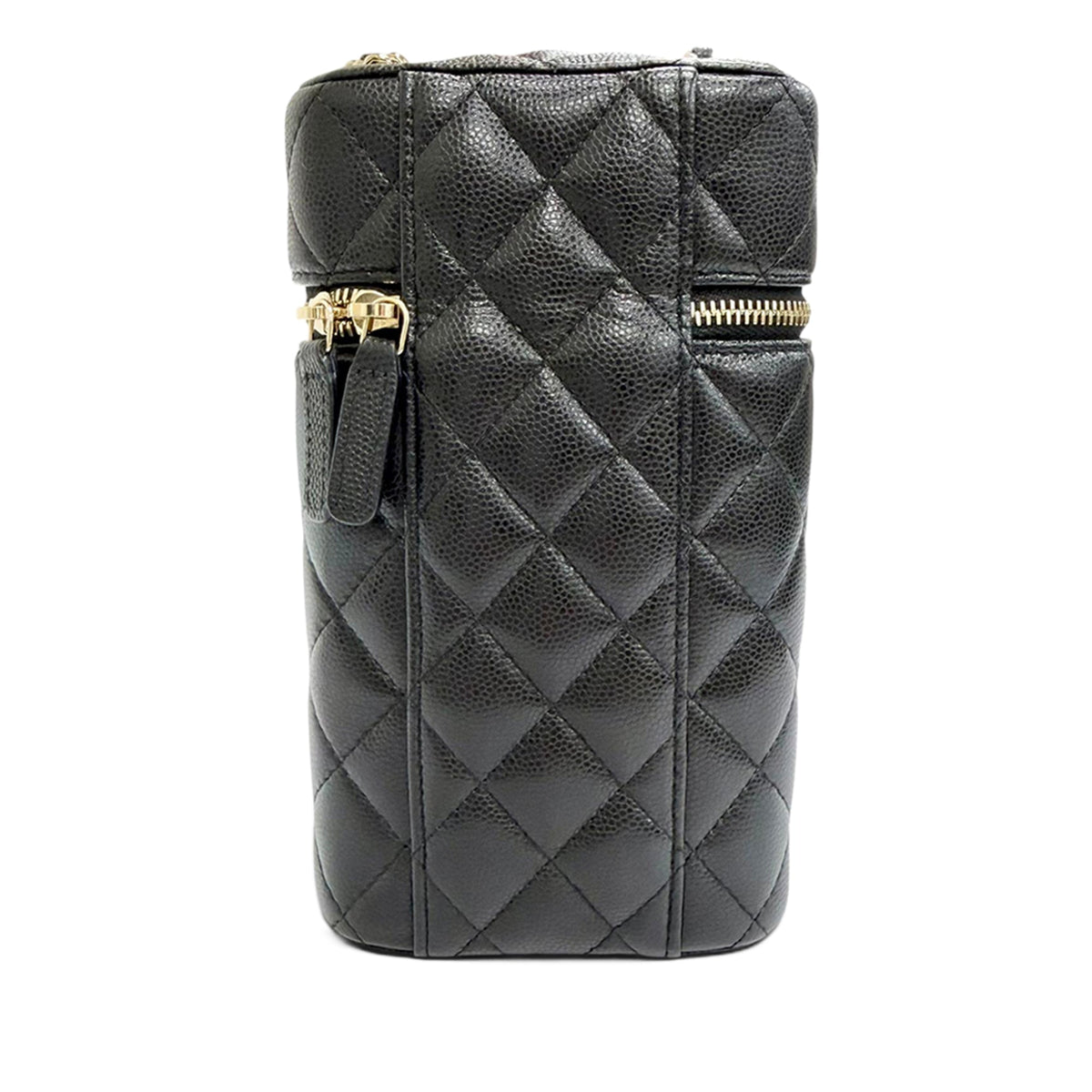 Chanel CC Quilted Caviar Phone Holder With Chain