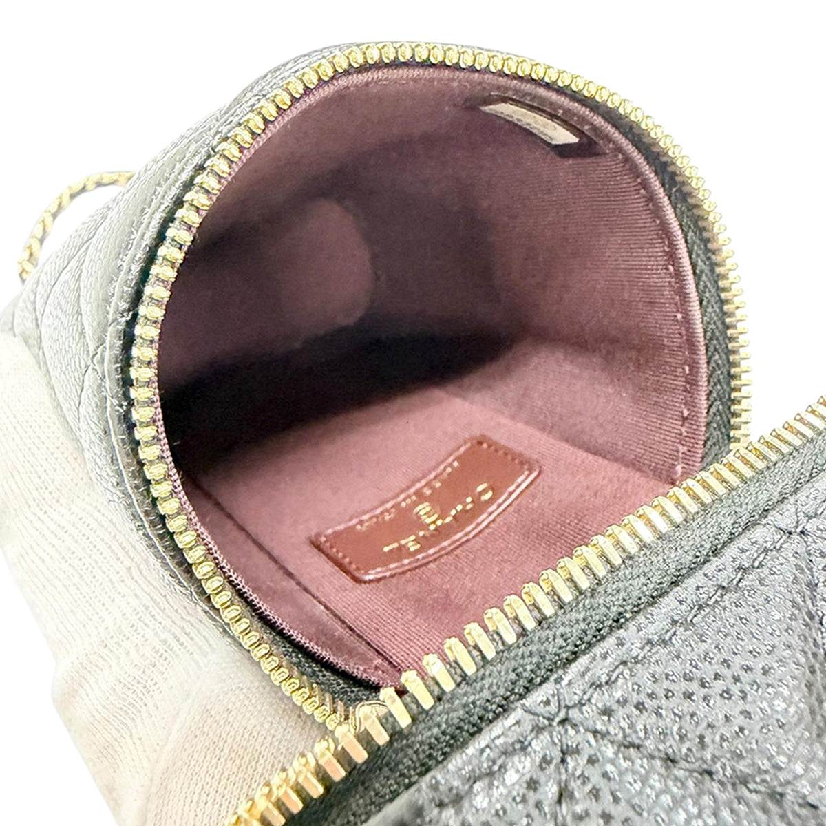 Chanel CC Quilted Caviar Phone Holder With Chain