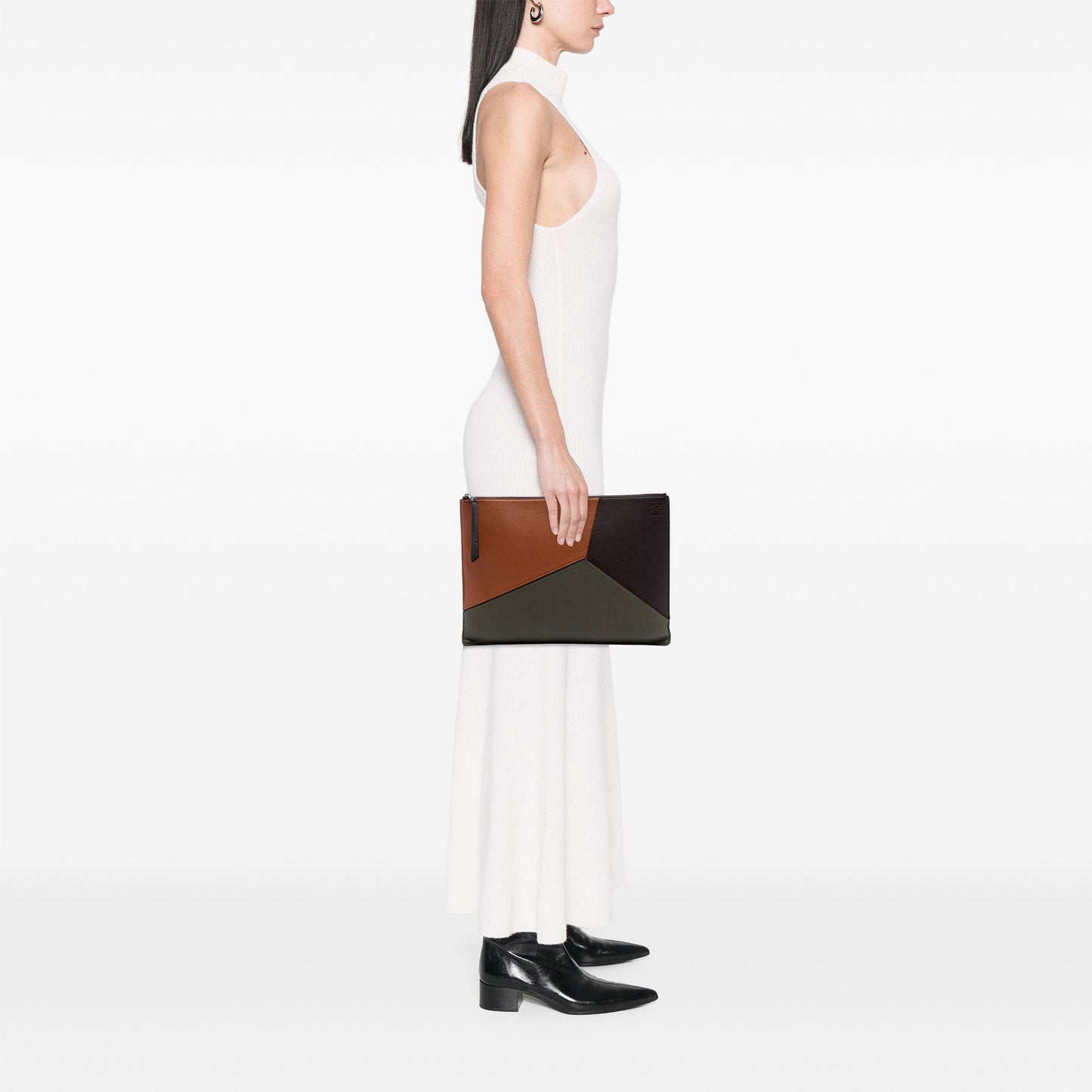 LOEWE Tricolor Leather Puzzle Clutch