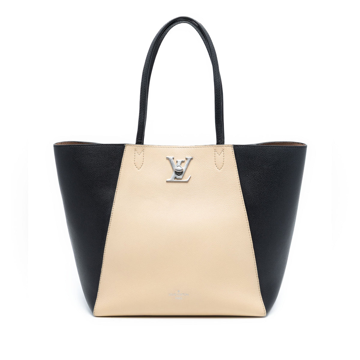 Louis Vuitton Bicolor Calfskin LockMe Cabas — Beige