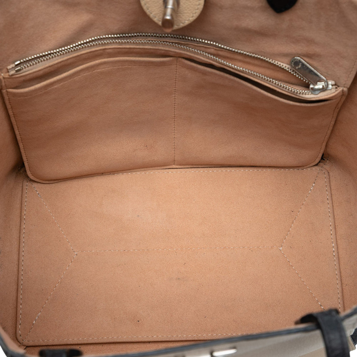 Louis Vuitton Bicolor Calfskin LockMe Cabas — Beige