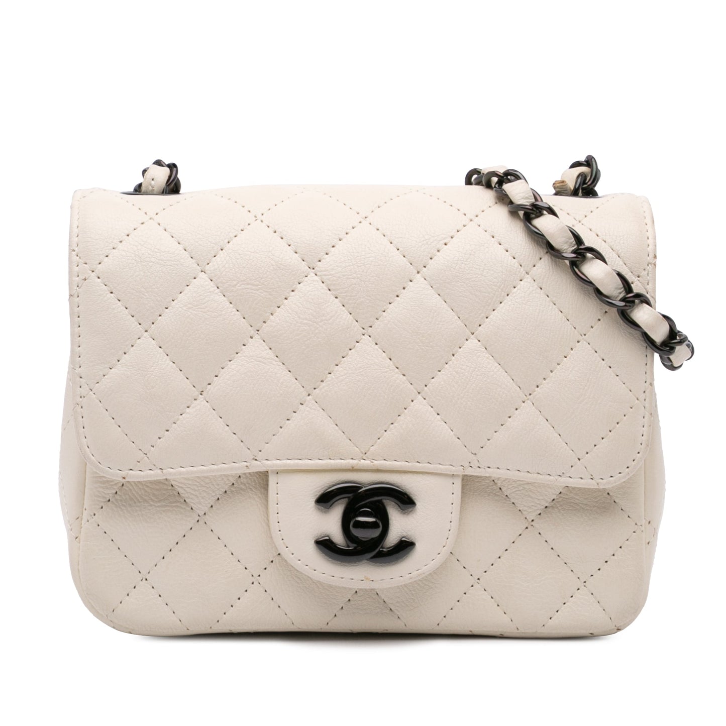 Chanel Mini Square Classic Crumpled Calfskin Single Flap