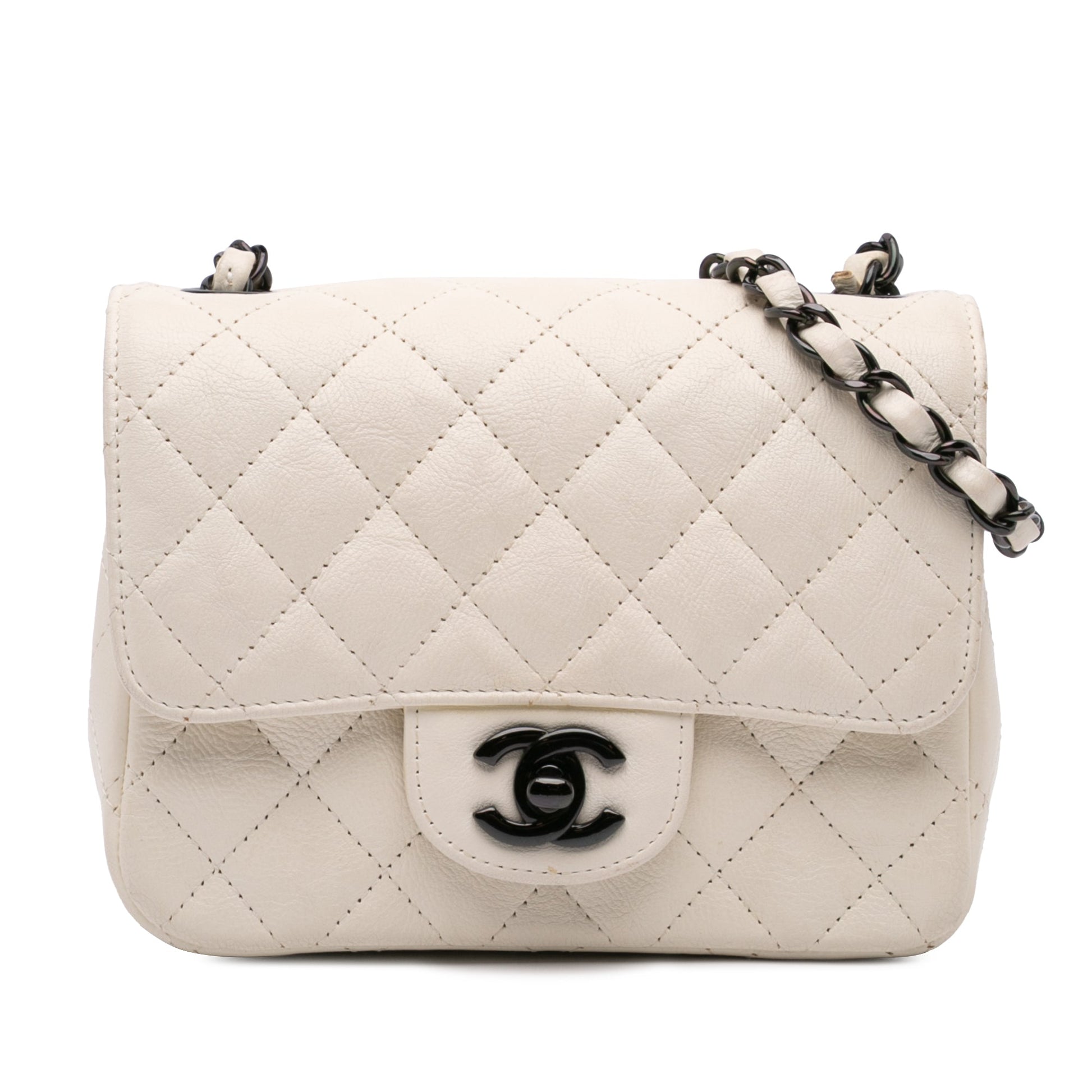 Chanel Mini Square Classic Crumpled Calfskin Single Flap