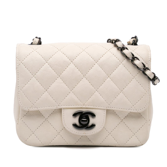 Chanel Mini Square Classic Crumpled Calfskin Single Flap
