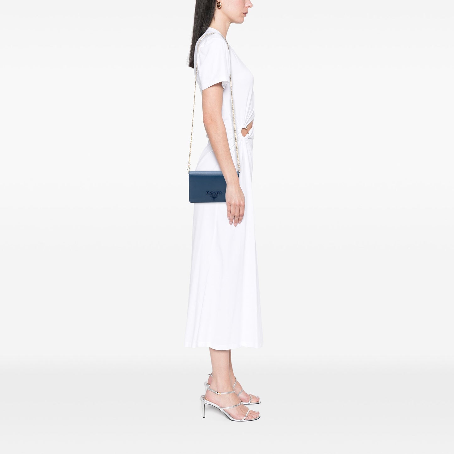Prada Saffiano Lux Monochrome Wallet on Chain
