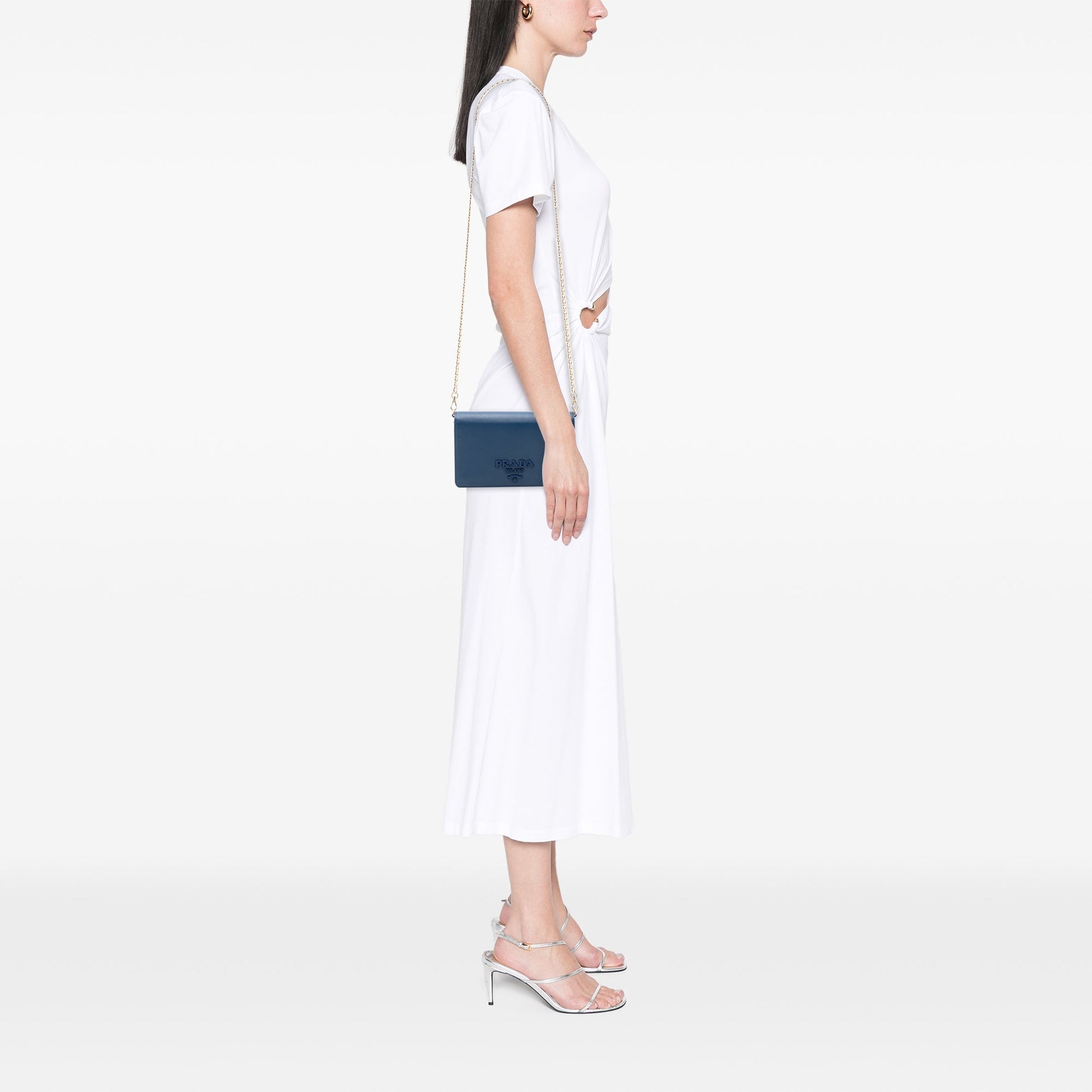 Prada Saffiano Lux Monochrome Wallet on Chain